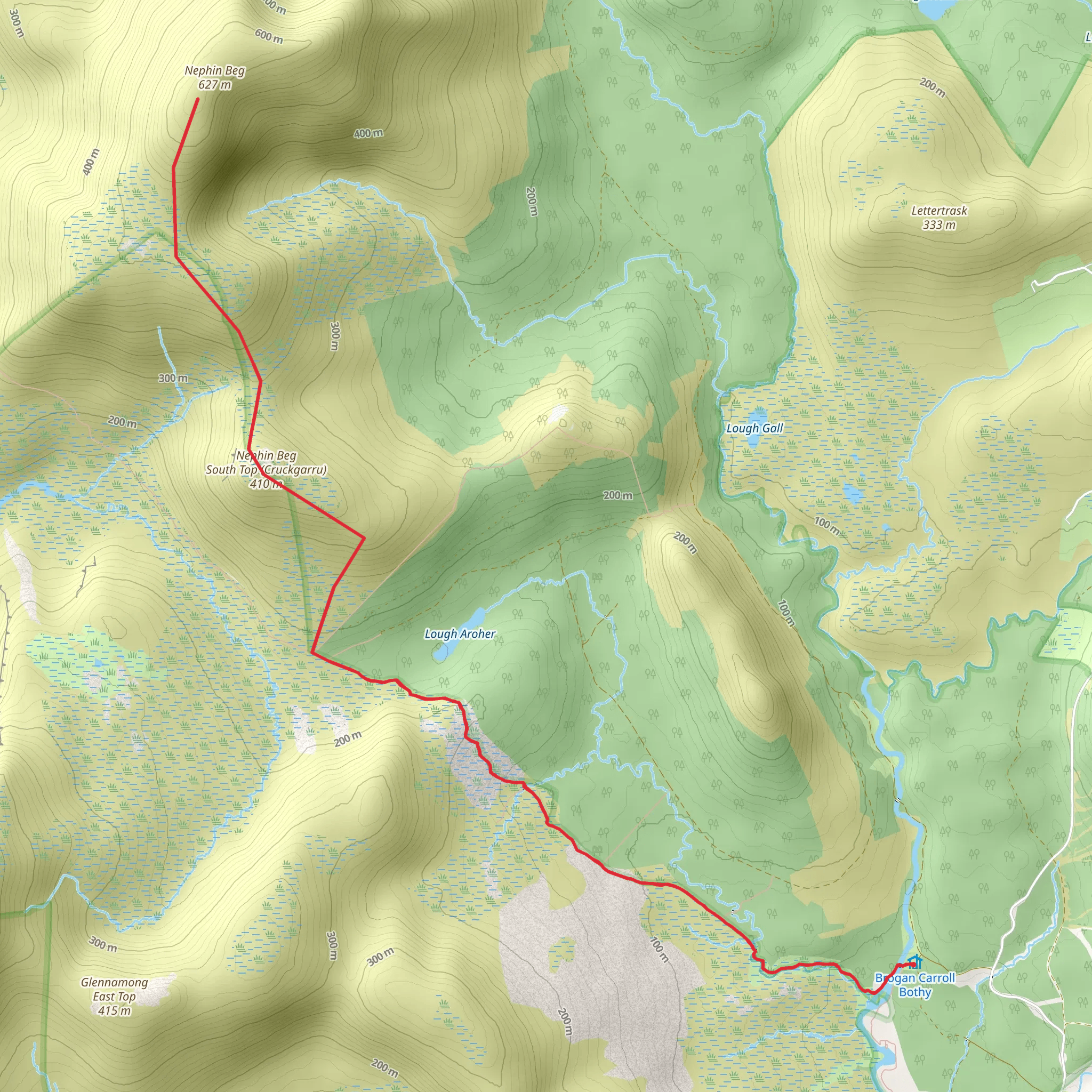 Ireland 7 summits - Nephin Beg Range - Standard mobile static map