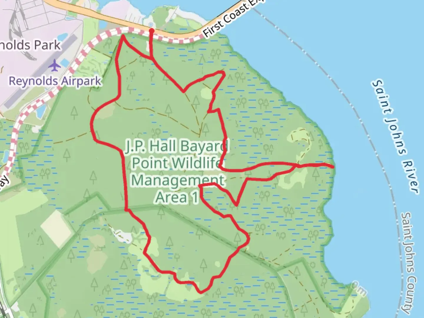 An image depicting the trail Bayard Wildlife Management Area Loop and its surrounding area.