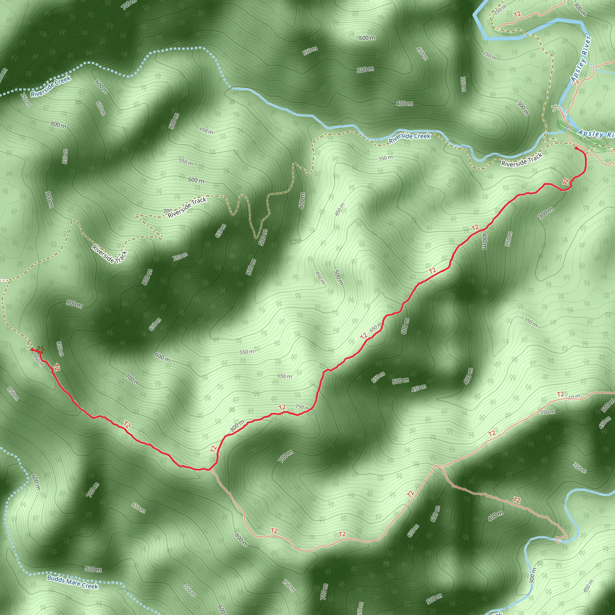 Budds Mare to Riverside Track mobile static map