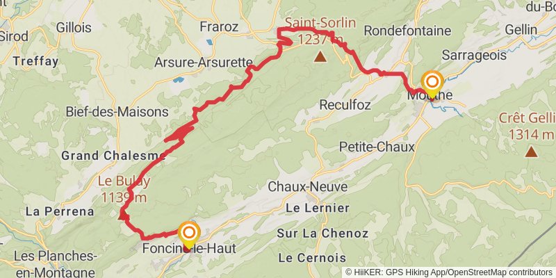 GR 509 - GTJ la Grande Traversée du Jura stage 13 Map