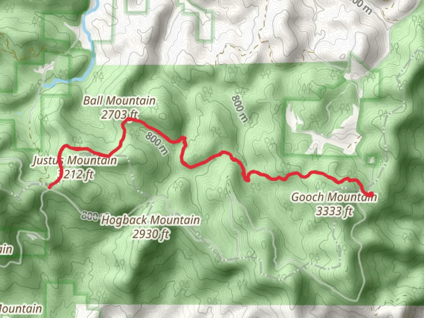 An image depicting the trail Justus Mountain via Appalachian Trail and its surrounding area.