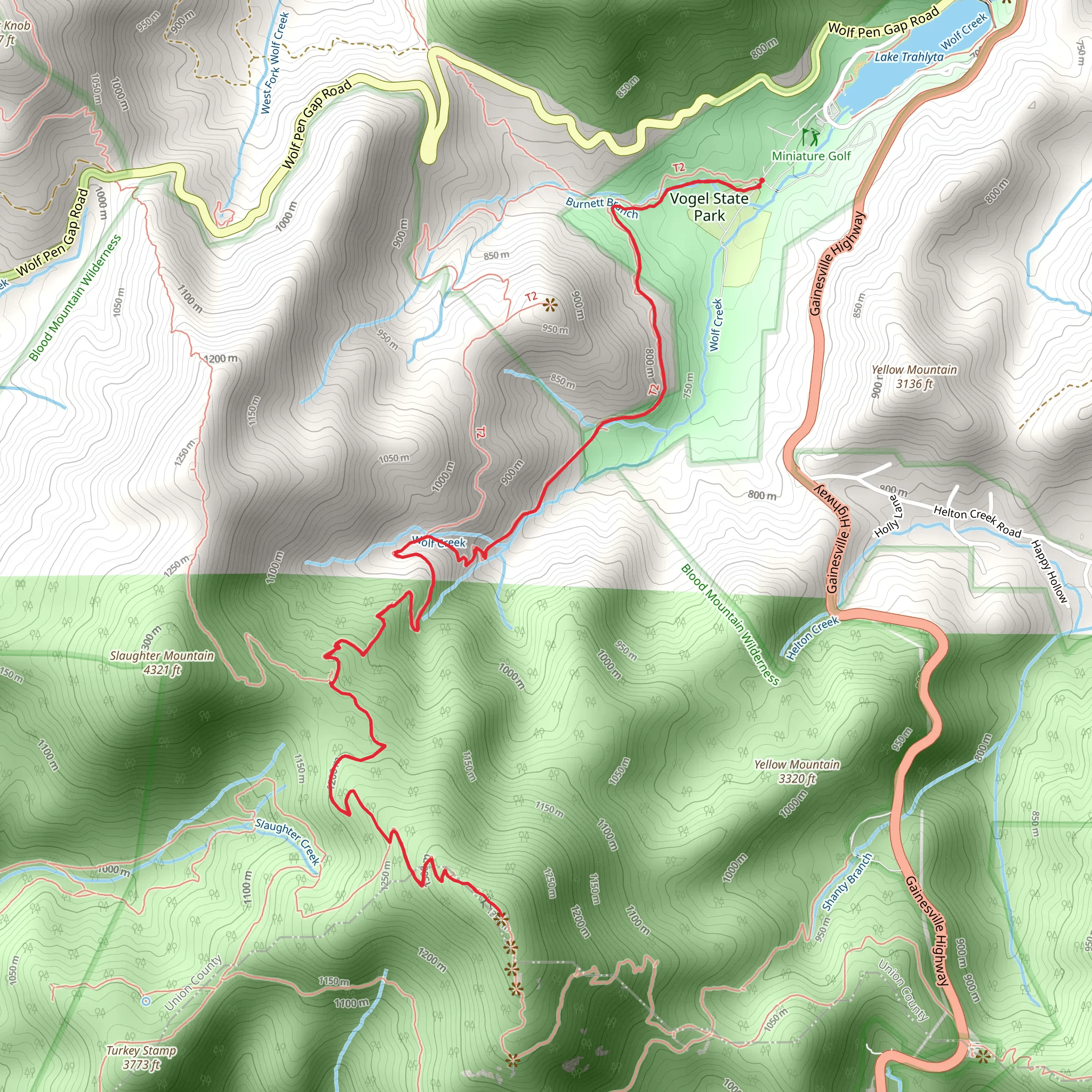 Blood Mountain via Coosa Backcountry Trail mobile static map