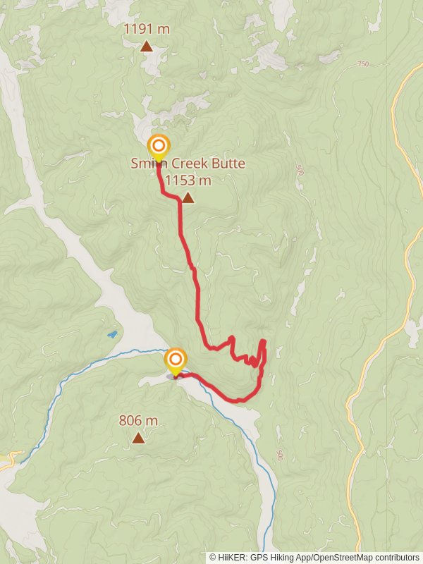 Smith Creek Butte Trail mobile static map