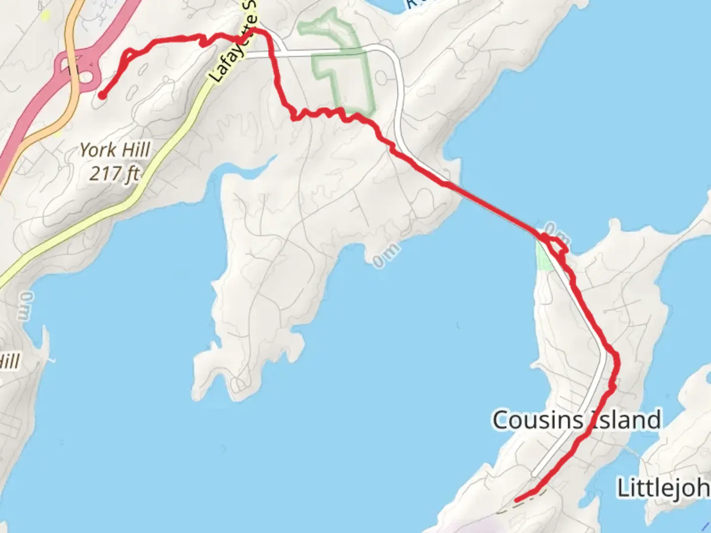 An image depicting the trail Cousins Island - West Side Trail and its surrounding area.