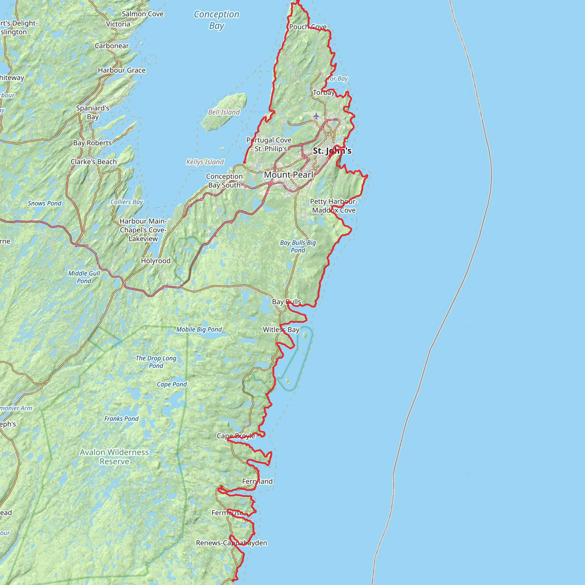 East Coast Trail mobile static map