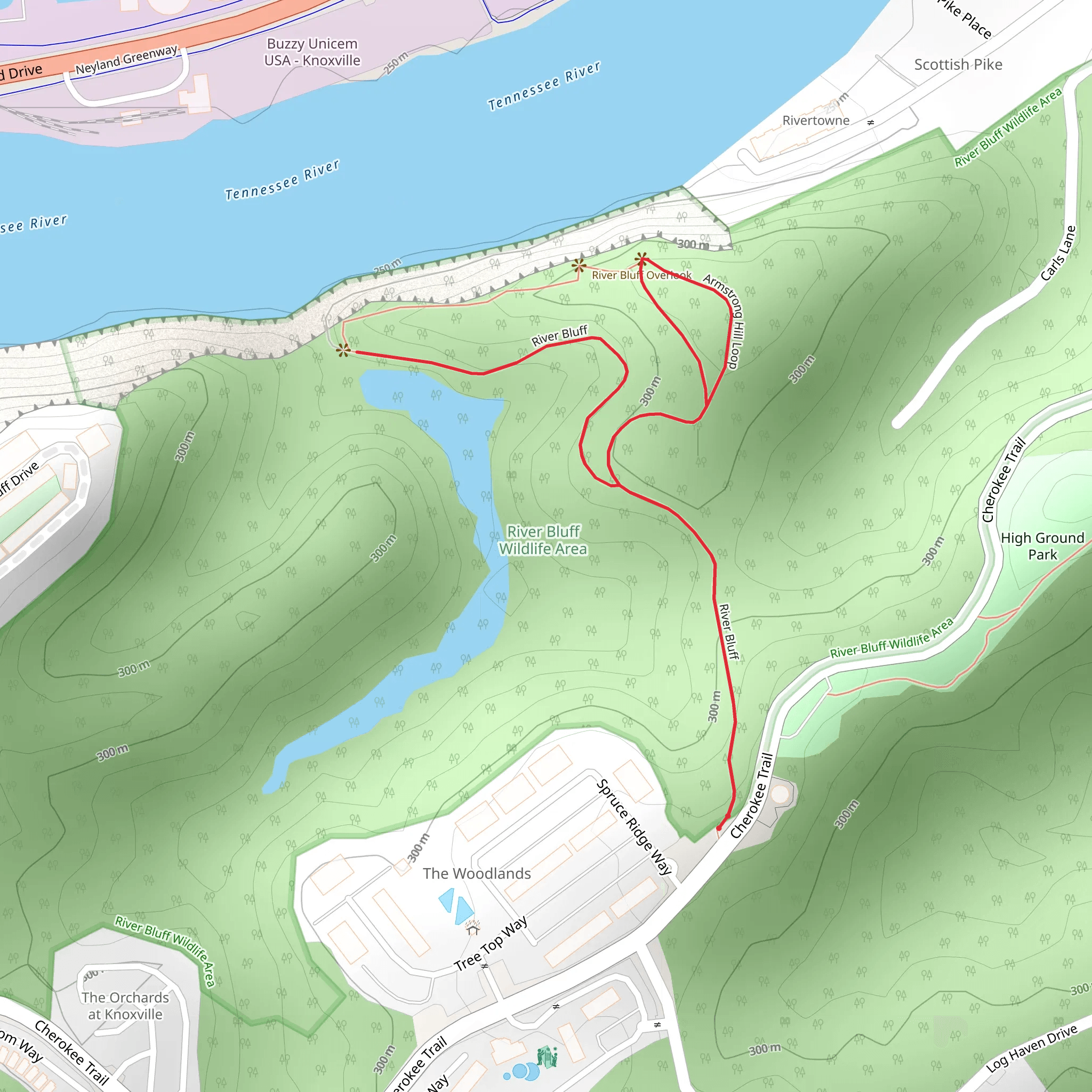 River Bluff and Armstrong Hill Loop mobile static map