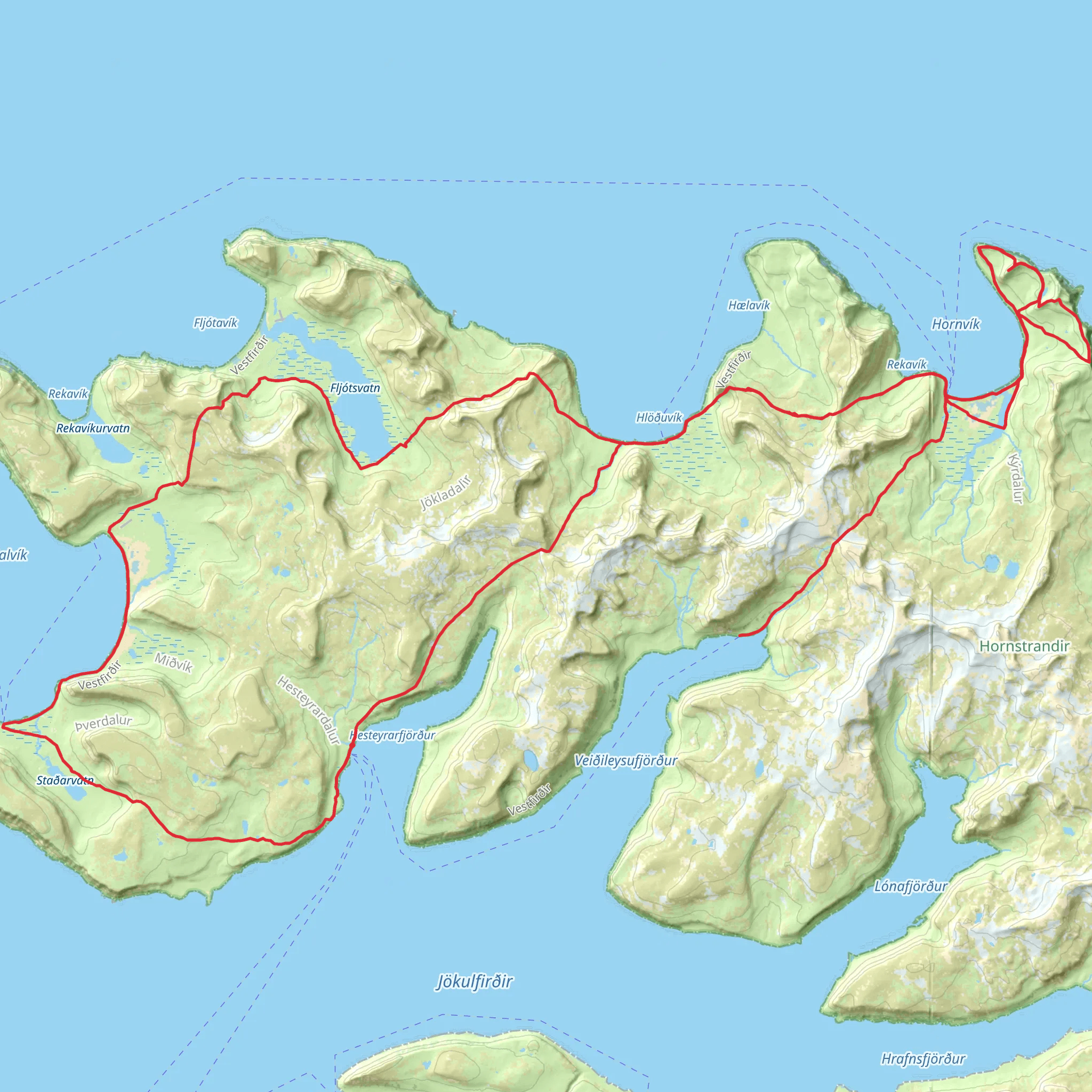 The Hornstrandir Trail mobile static map