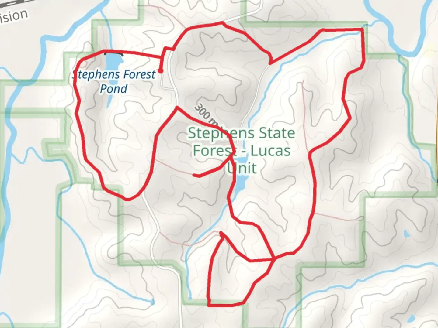 An image depicting the trail Stephens Forest Pond Loop and its surrounding area.