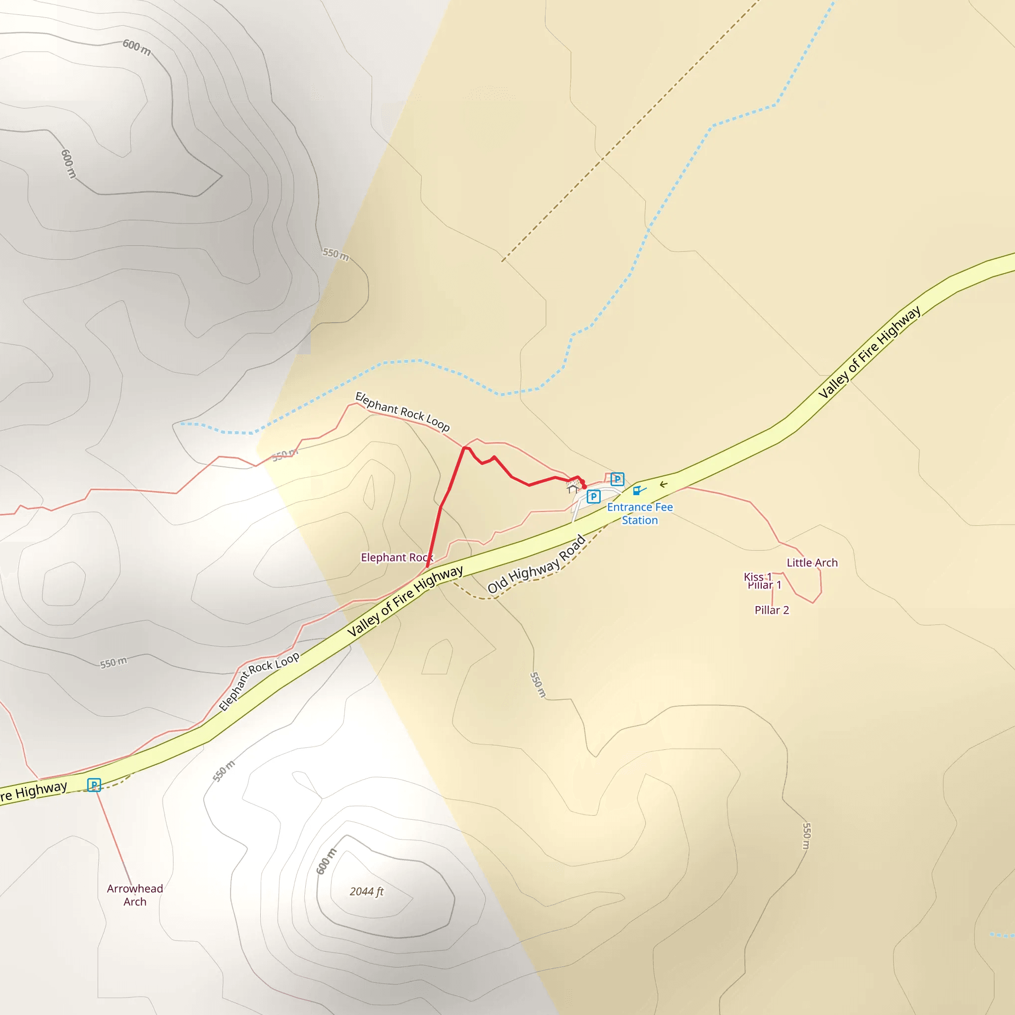 Elephant Rock Trail Out and Back mobile static map