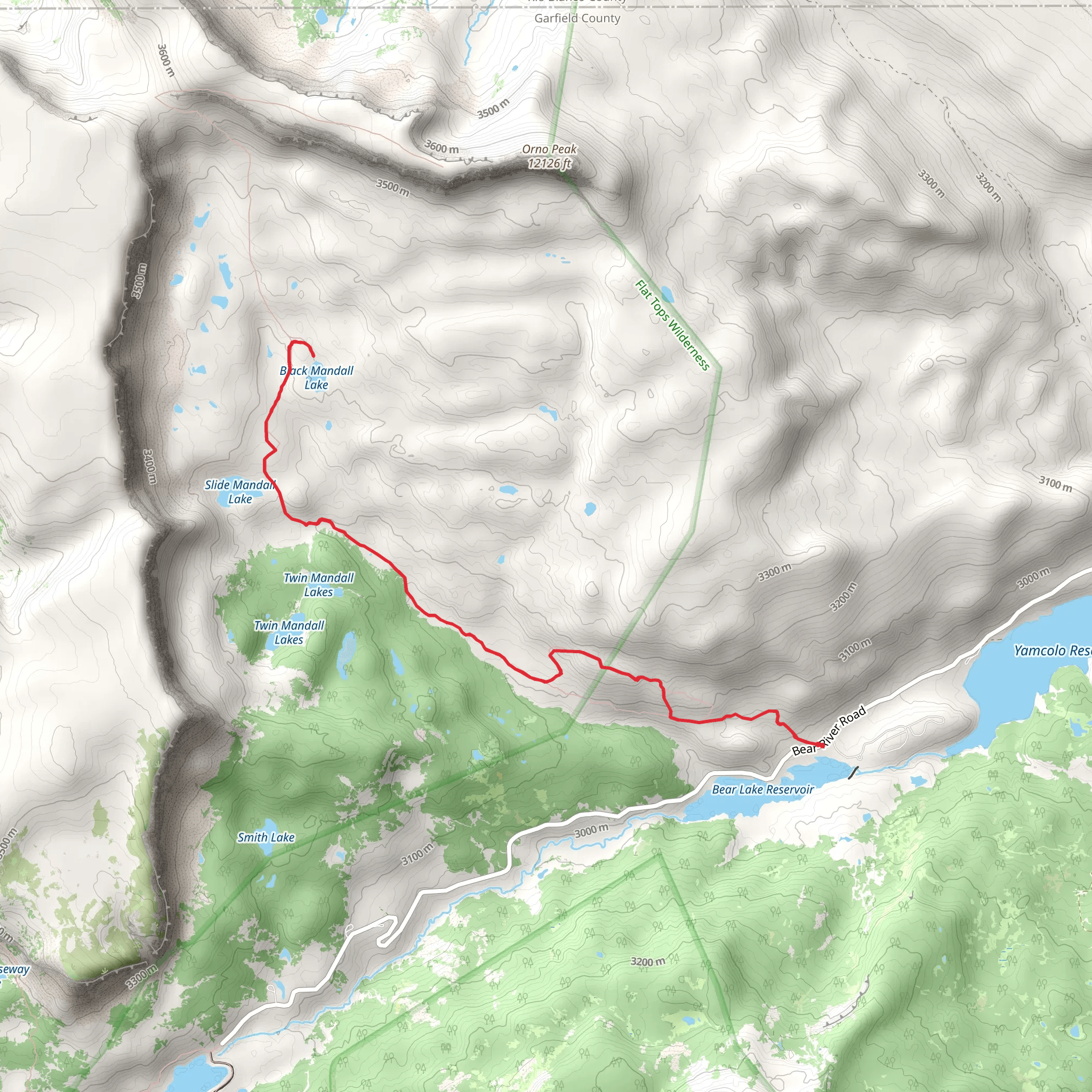 Black Mandal Lake via Mandall Lakes Trail mobile static map
