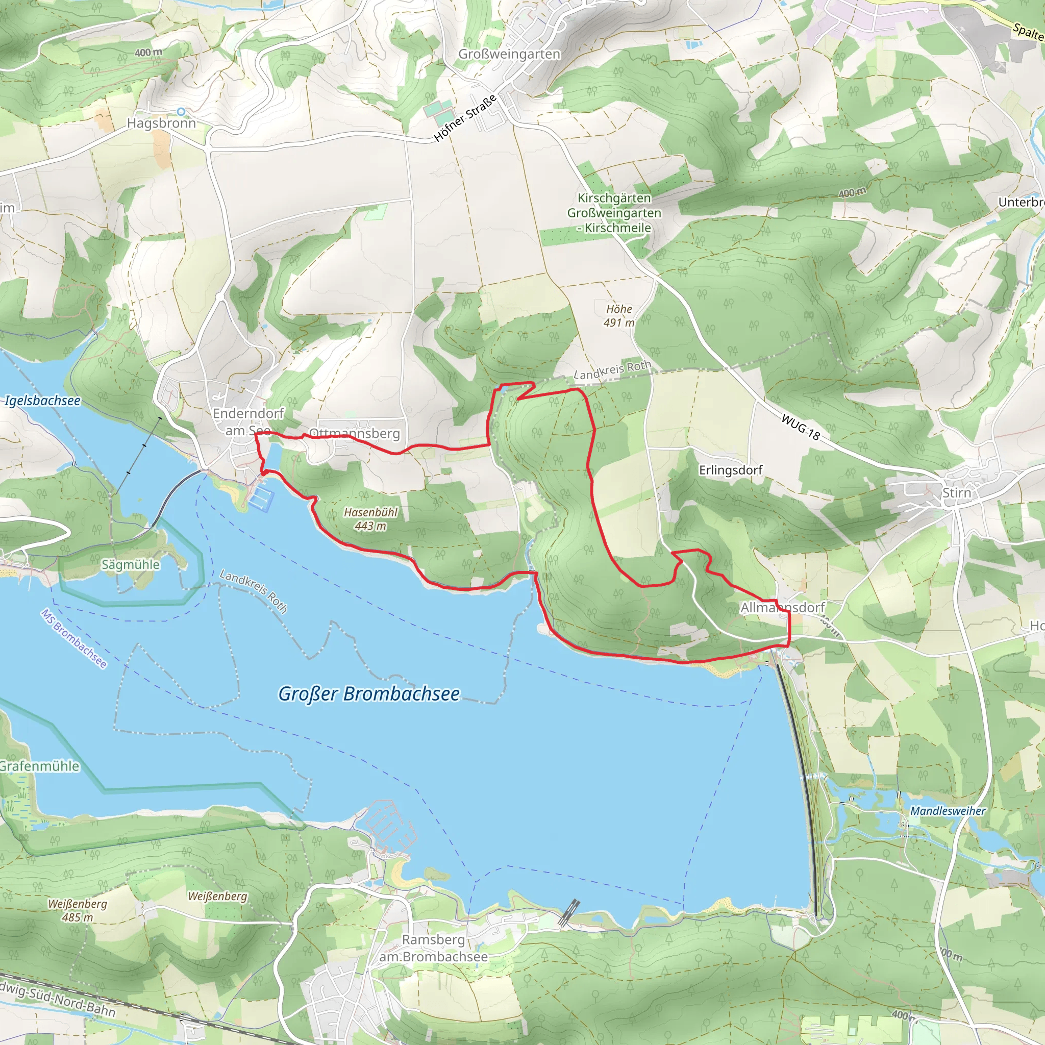 Kirschgartenwanderung and Sonnenseite Bromnachsee mobile static map