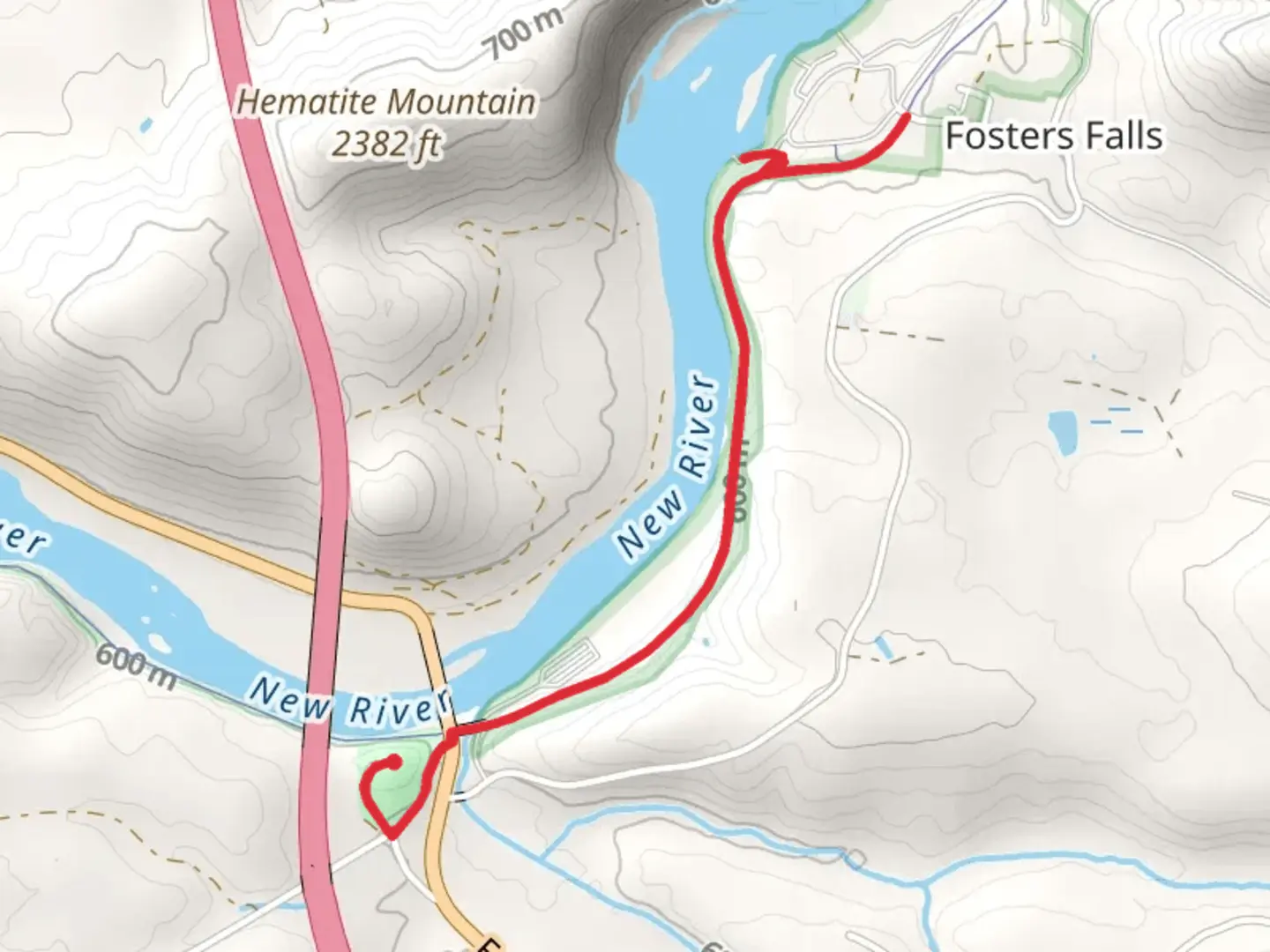 An image depicting the trail Shot Tower State Historical Park - New River Trail and its surrounding area.