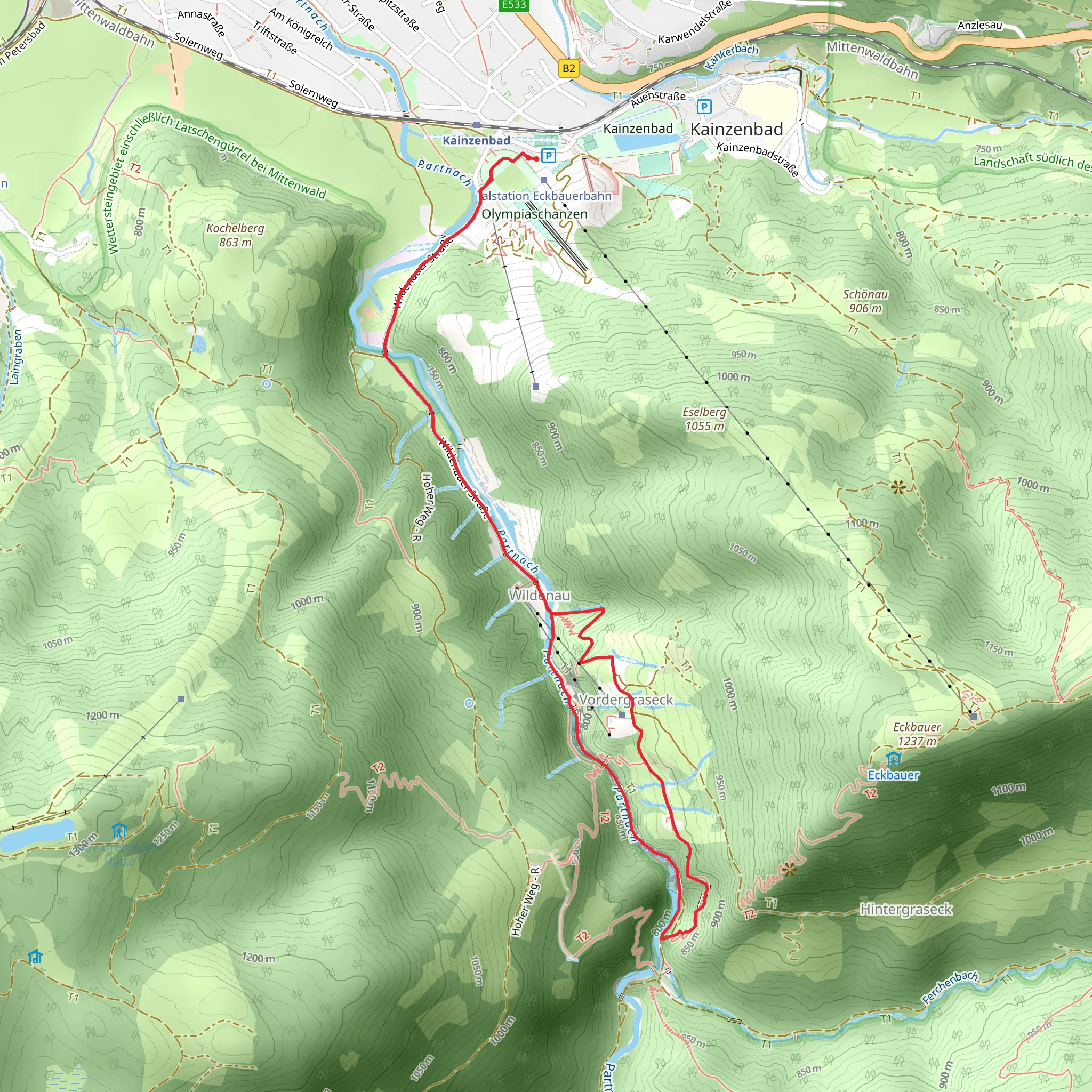 Partnachalm, Mittergraseck and Klammhaus Loop mobile static map
