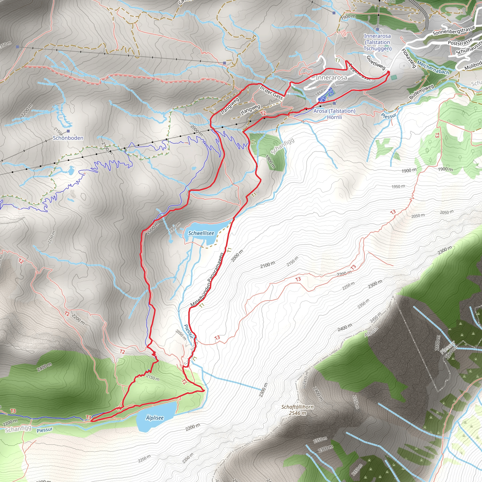 Lake Schwellisee and Älplisee Loop from Arosa mobile static map