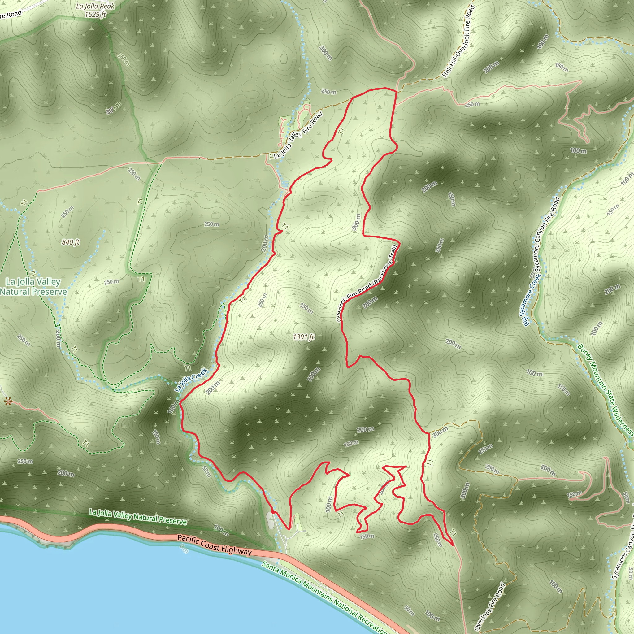 La Jolla Canyon Trail mobile static map