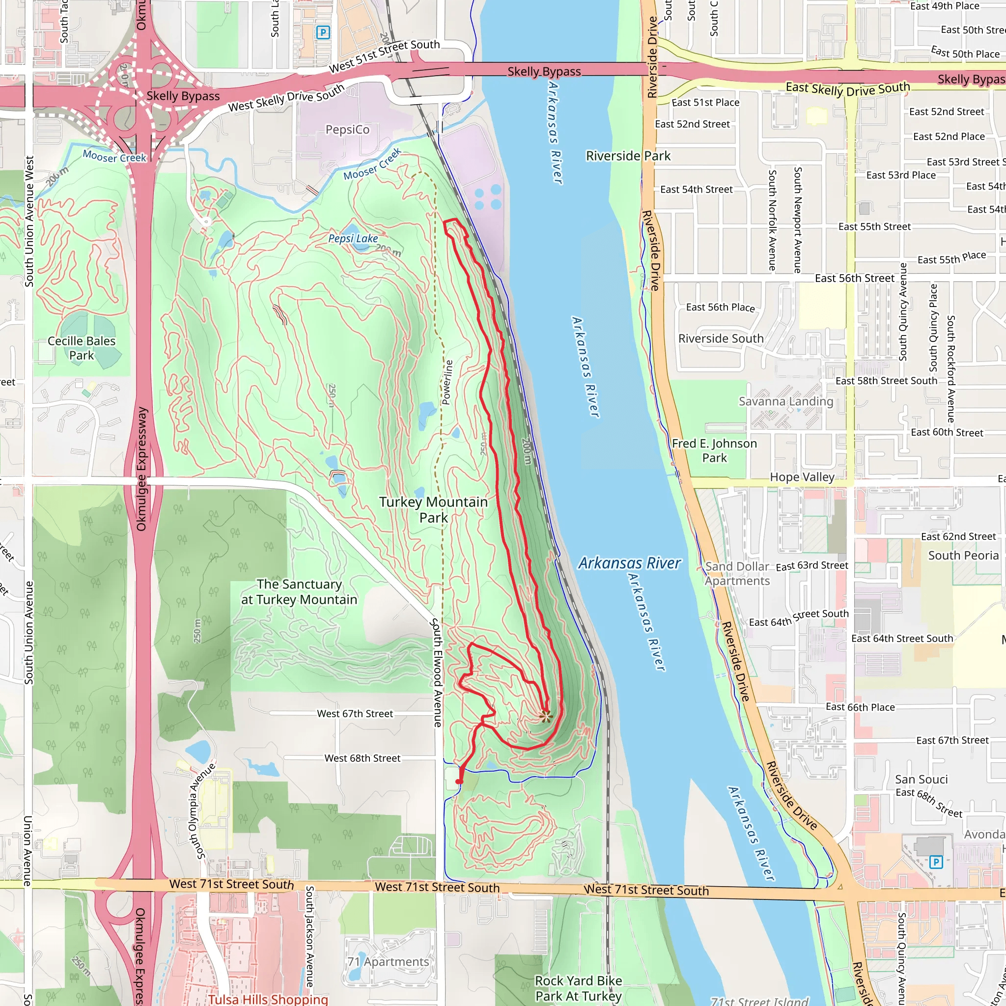Yellow Trail and Turkey Mountain Loop mobile static map
