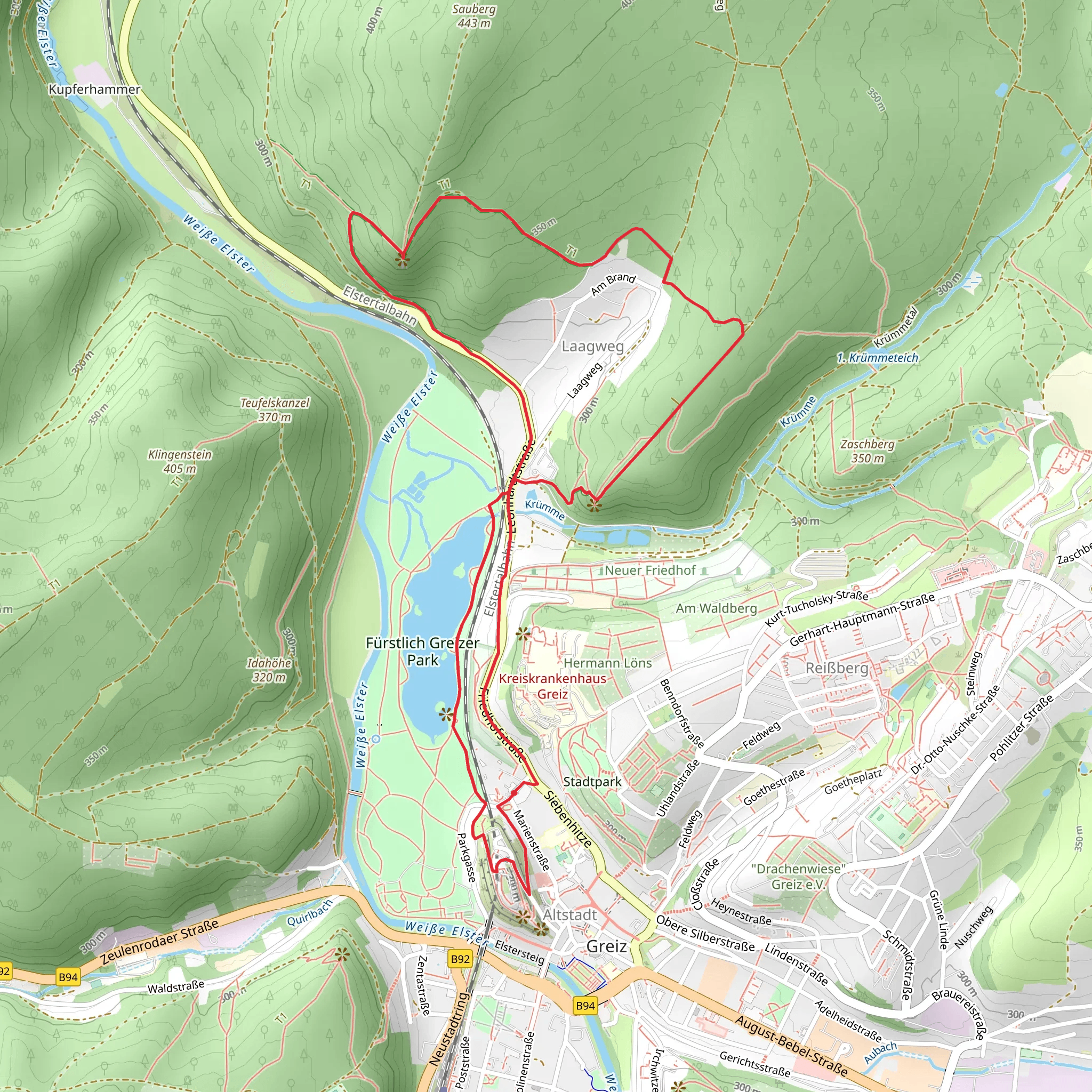 Sophienkreuz and Blick vom Pulverturm via Teichgasse Loop mobile static map