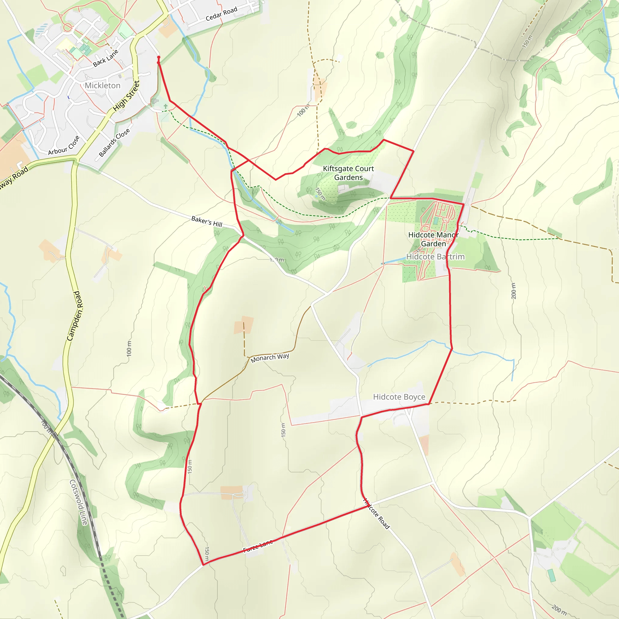 Hidcote Boyce and Hidcote Manor Loop mobile static map