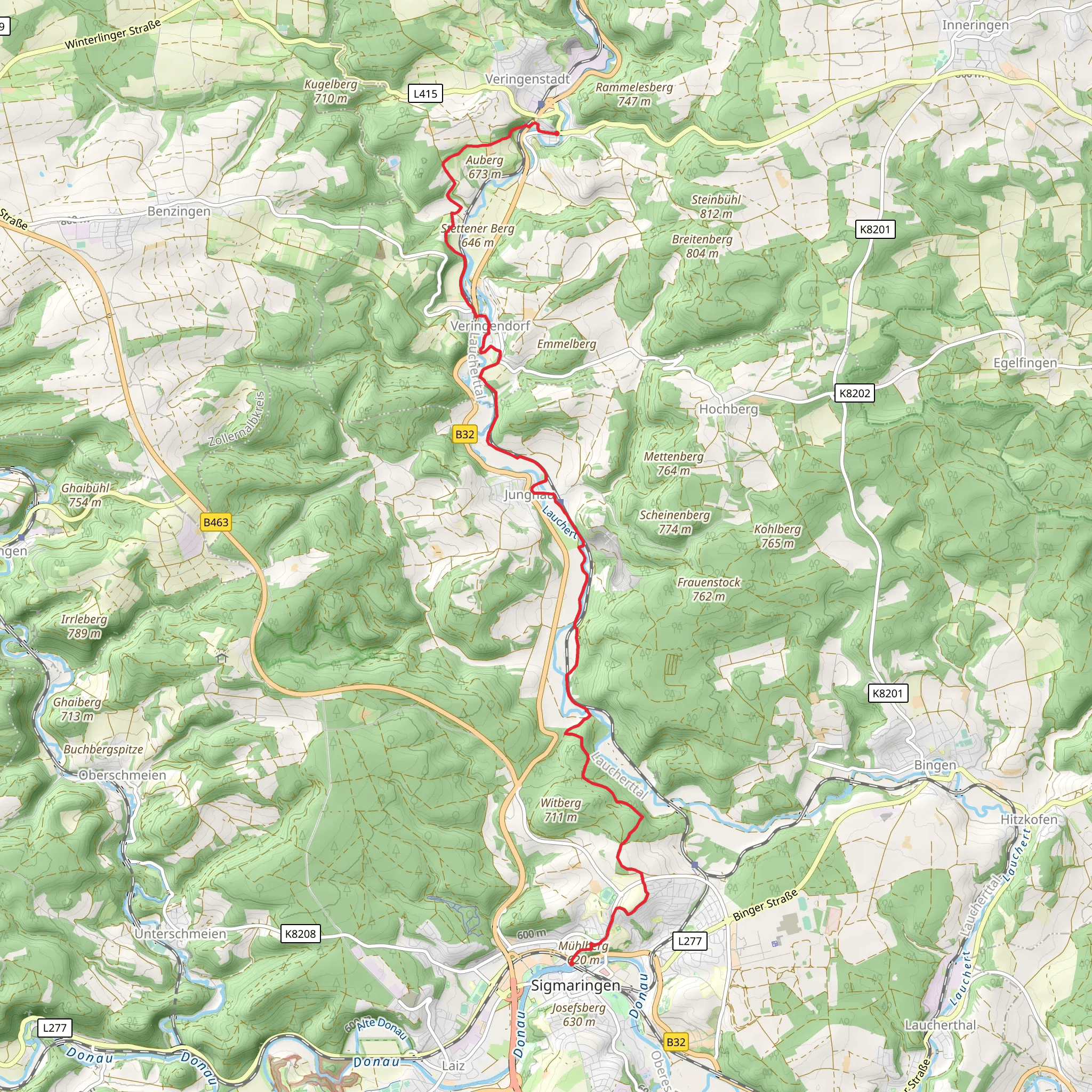 Sigmaringen to Veringenstadt Walk mobile static map