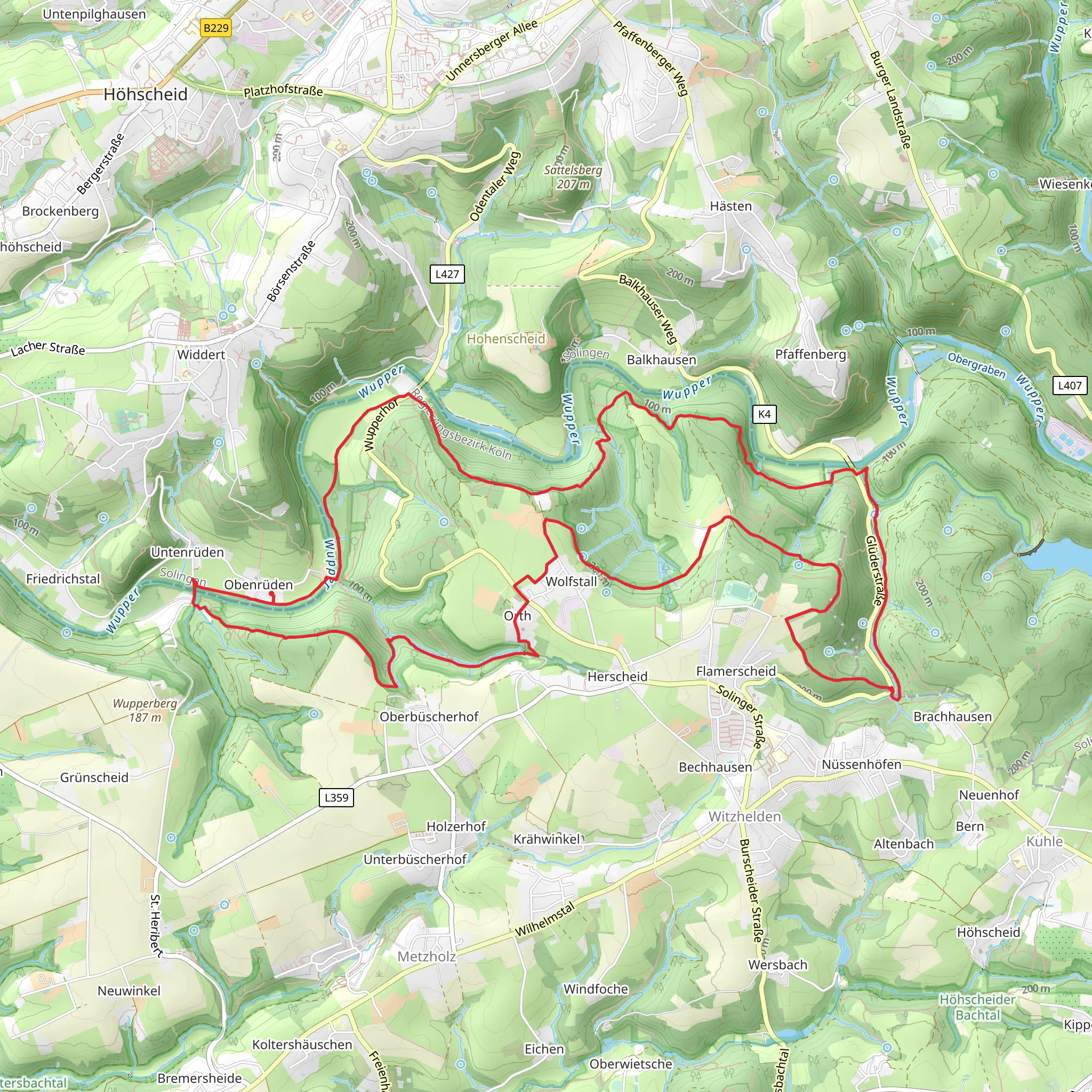 Obenruden and Flamerscheid Loop mobile static map