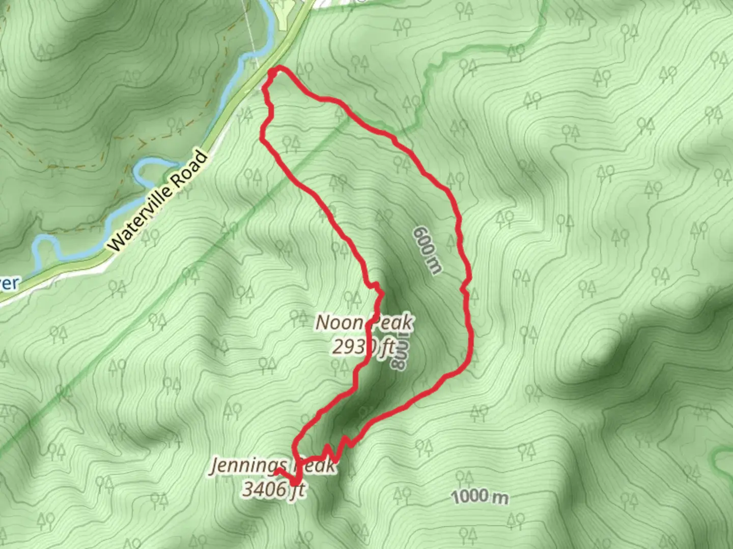 An image depicting the trail Jennings Peak and Noon Peak Loop via Sandwich Mountain Trail and its surrounding area.