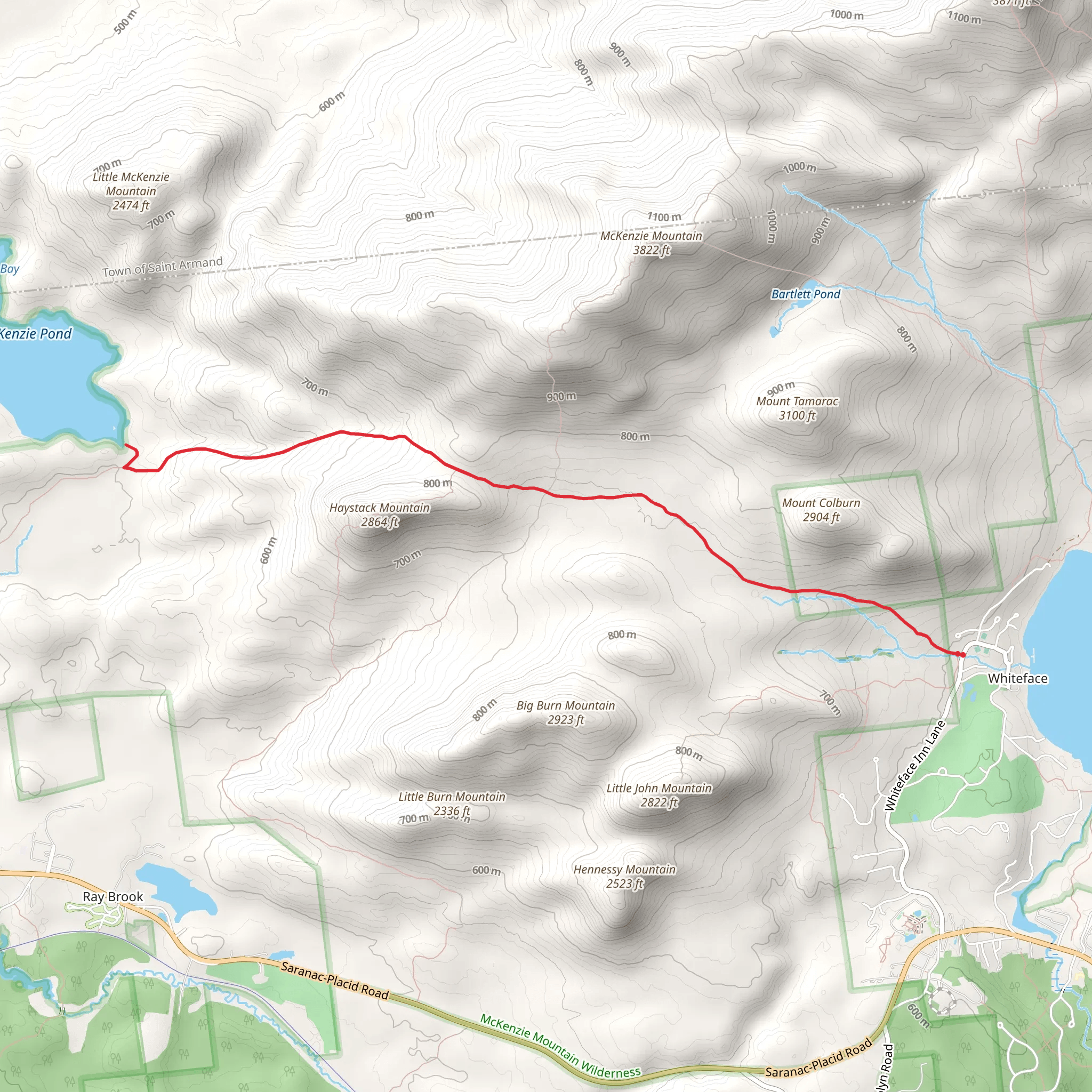 McKenzie Pond Trail from Whiteface mobile static map