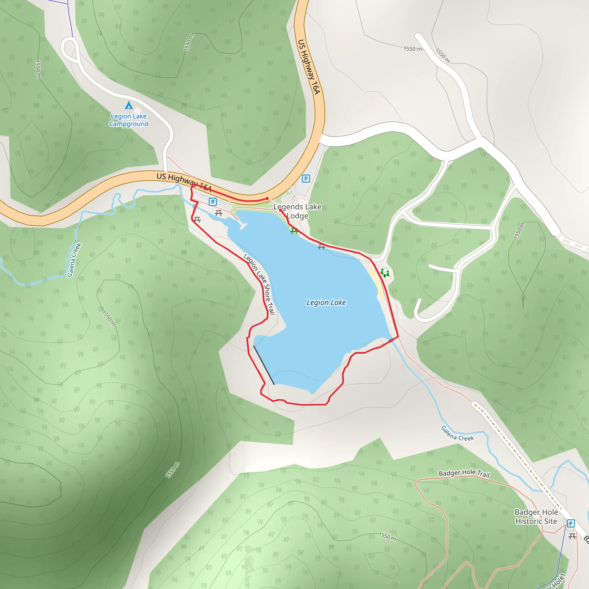 Legion Lake Loop mobile static map