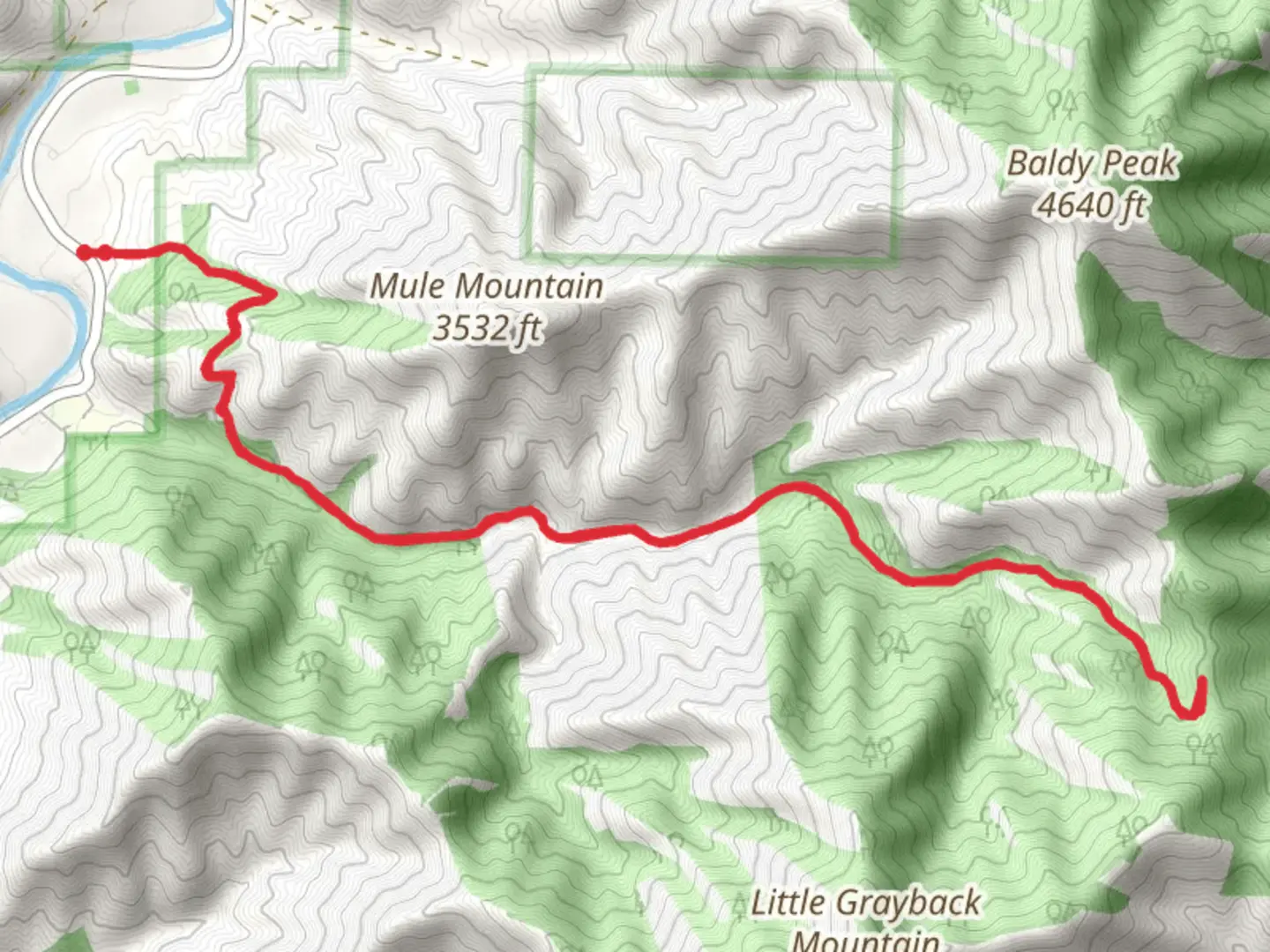 An image depicting the trail Mule Creek Trail and its surrounding area.