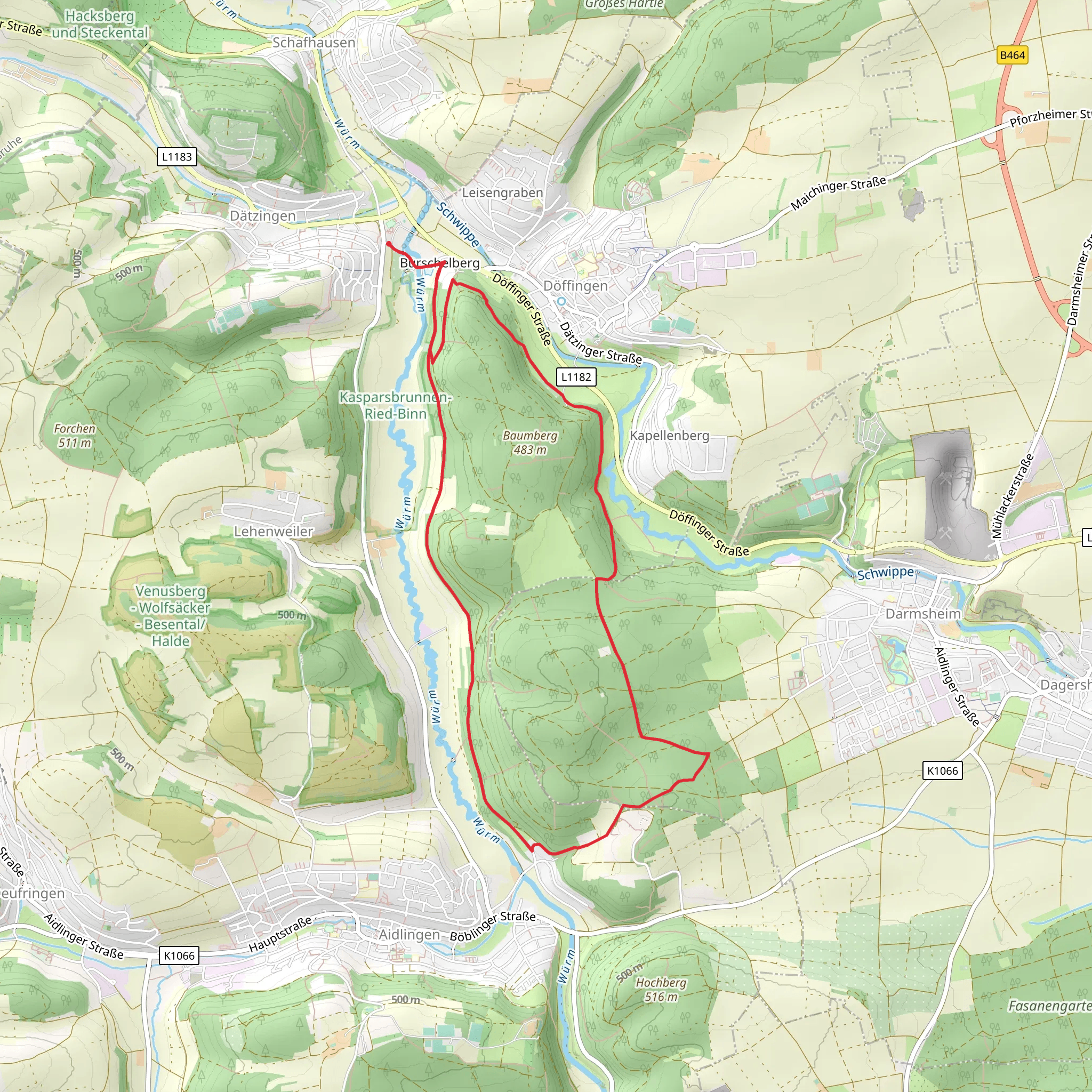 Burschelberg, Kieneberg and Hummelberg Loop mobile static map