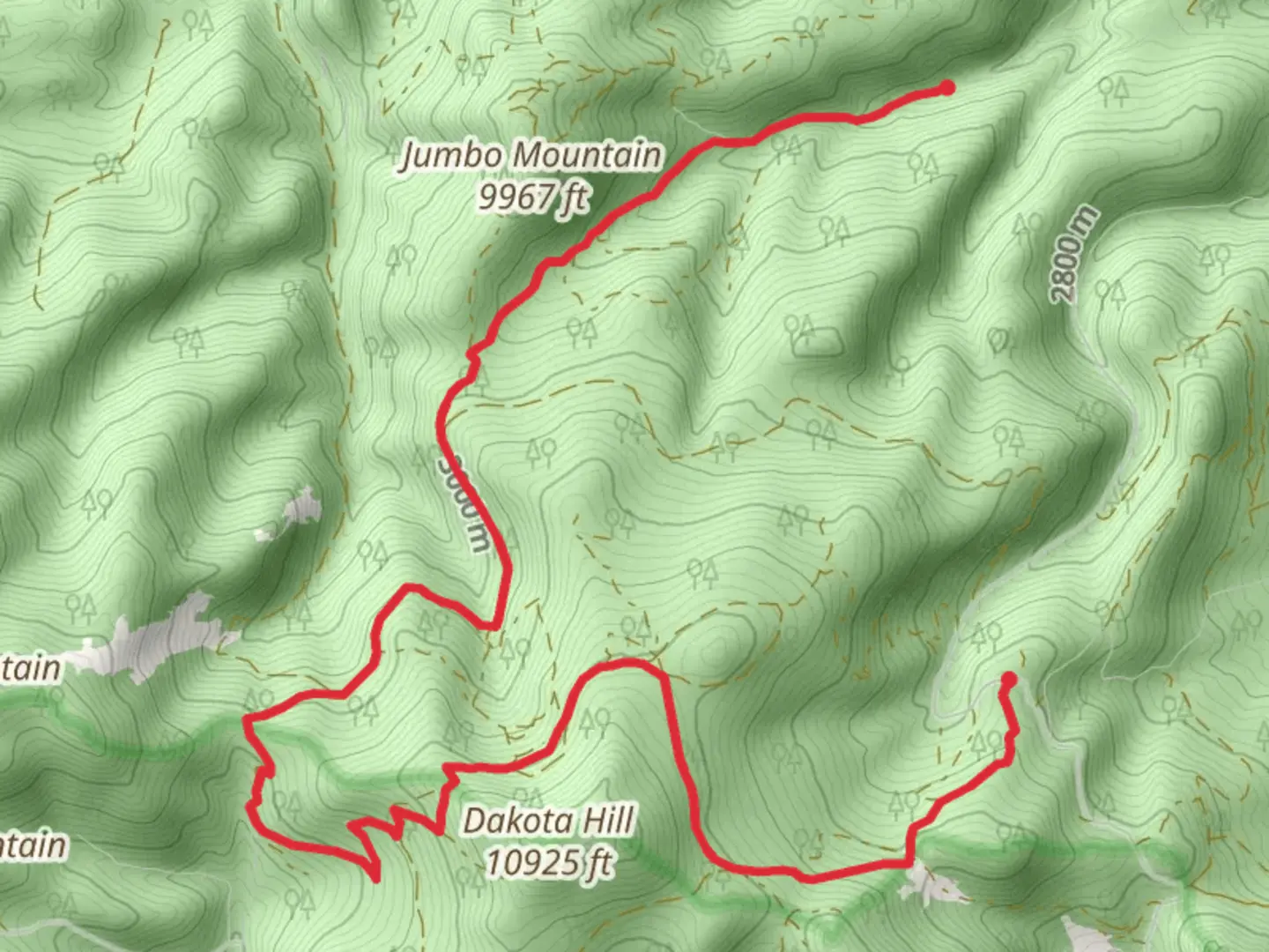 An image depicting the trail Jumbo Mountain Road and its surrounding area.