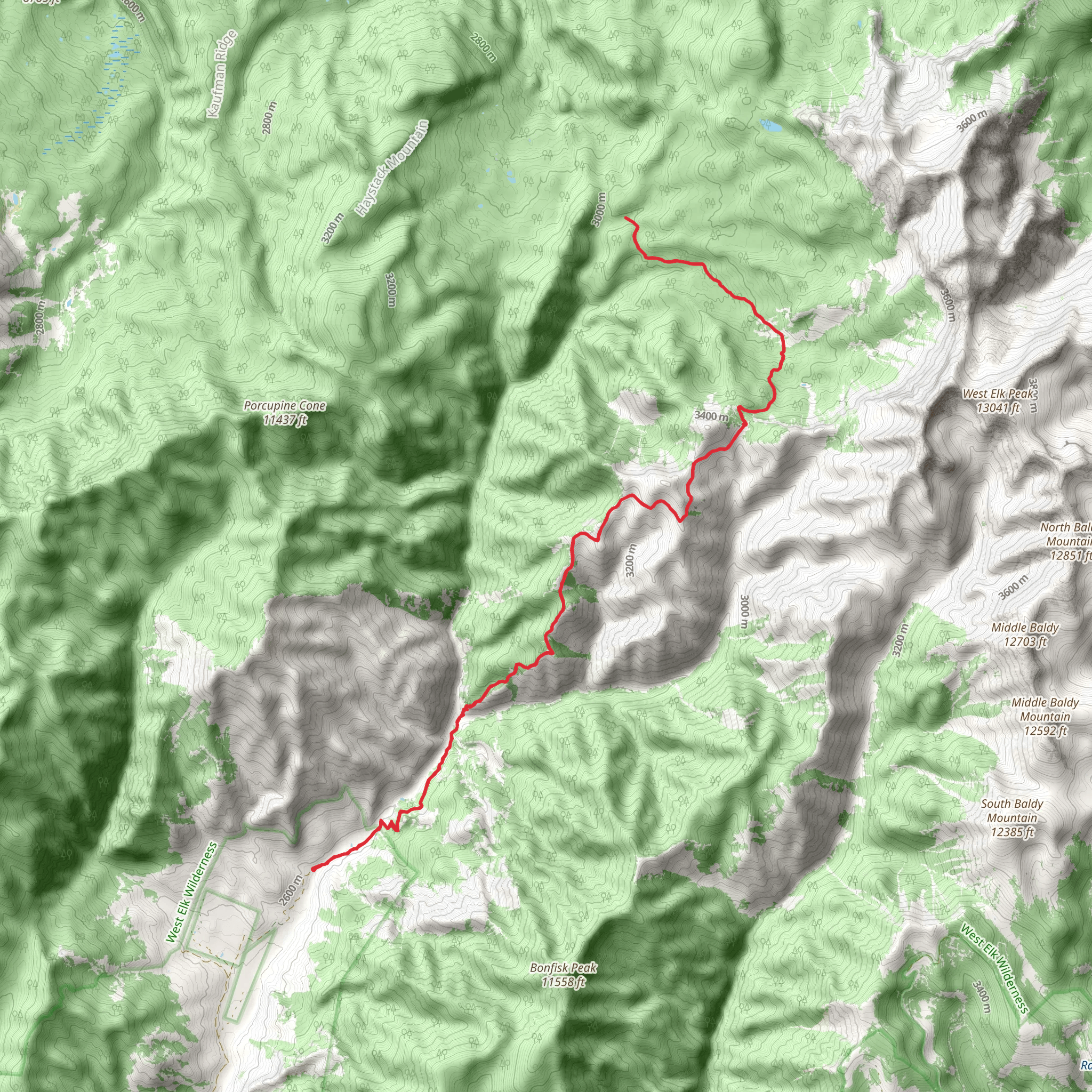 Soap Basin Trail via Soap Creek Trail mobile static map