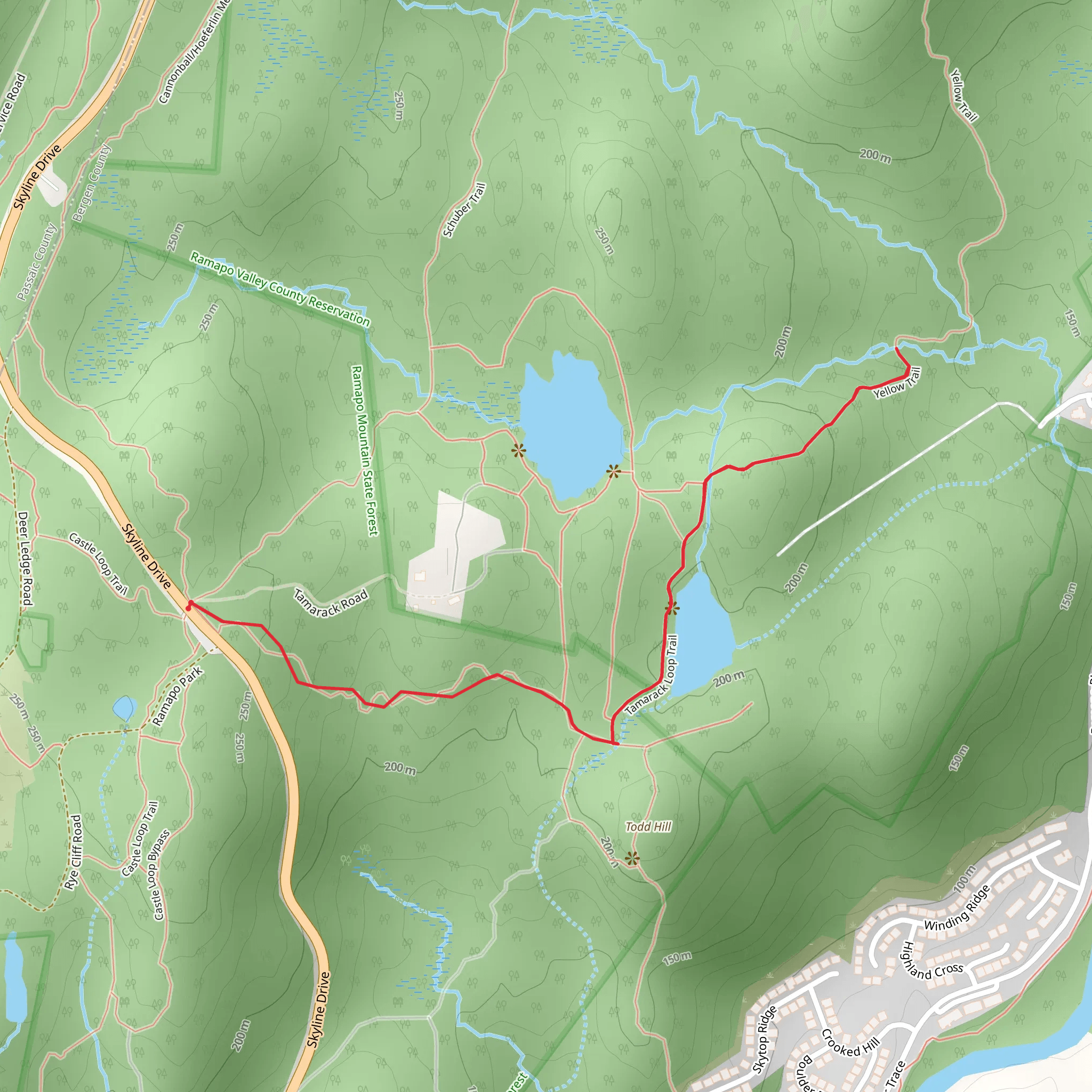 Todd Lake via Purple and Yellow Trail mobile static map