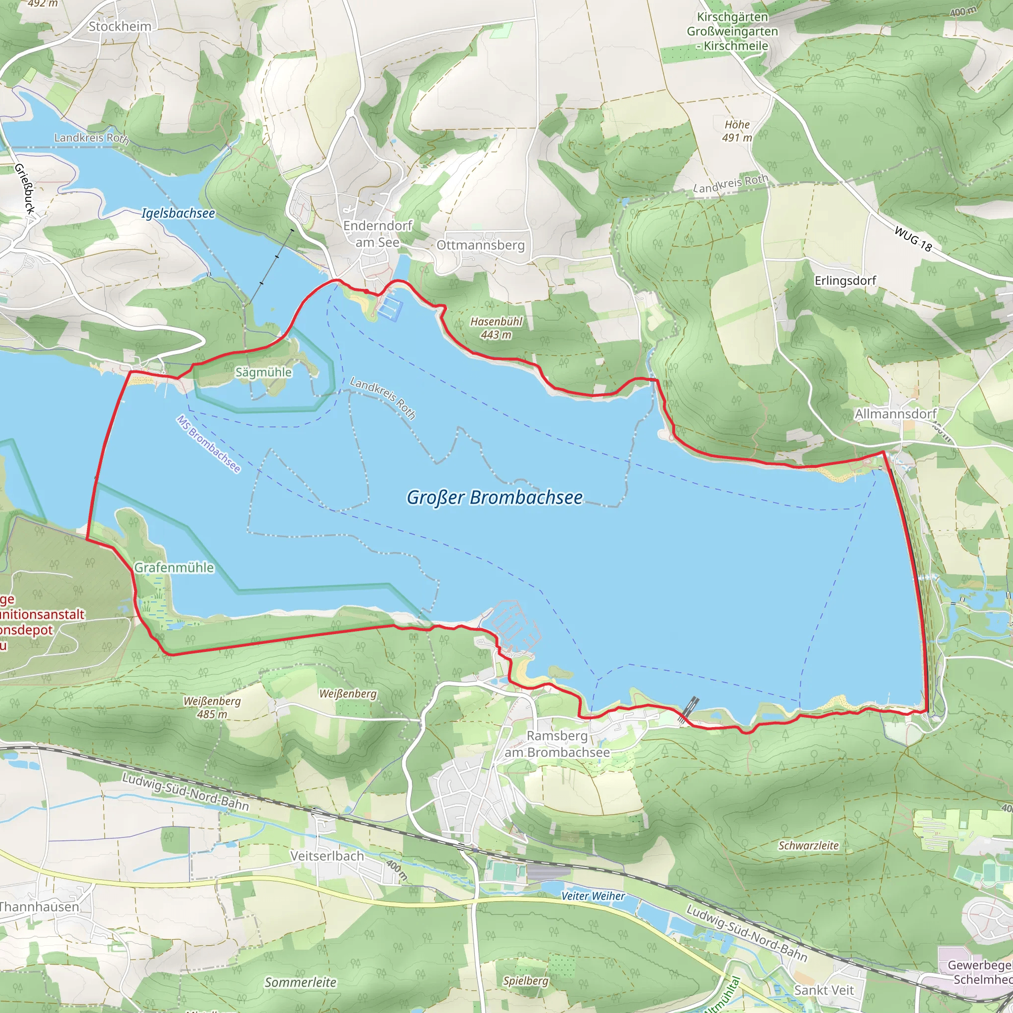Grosser Brombachsee Loop mobile static map