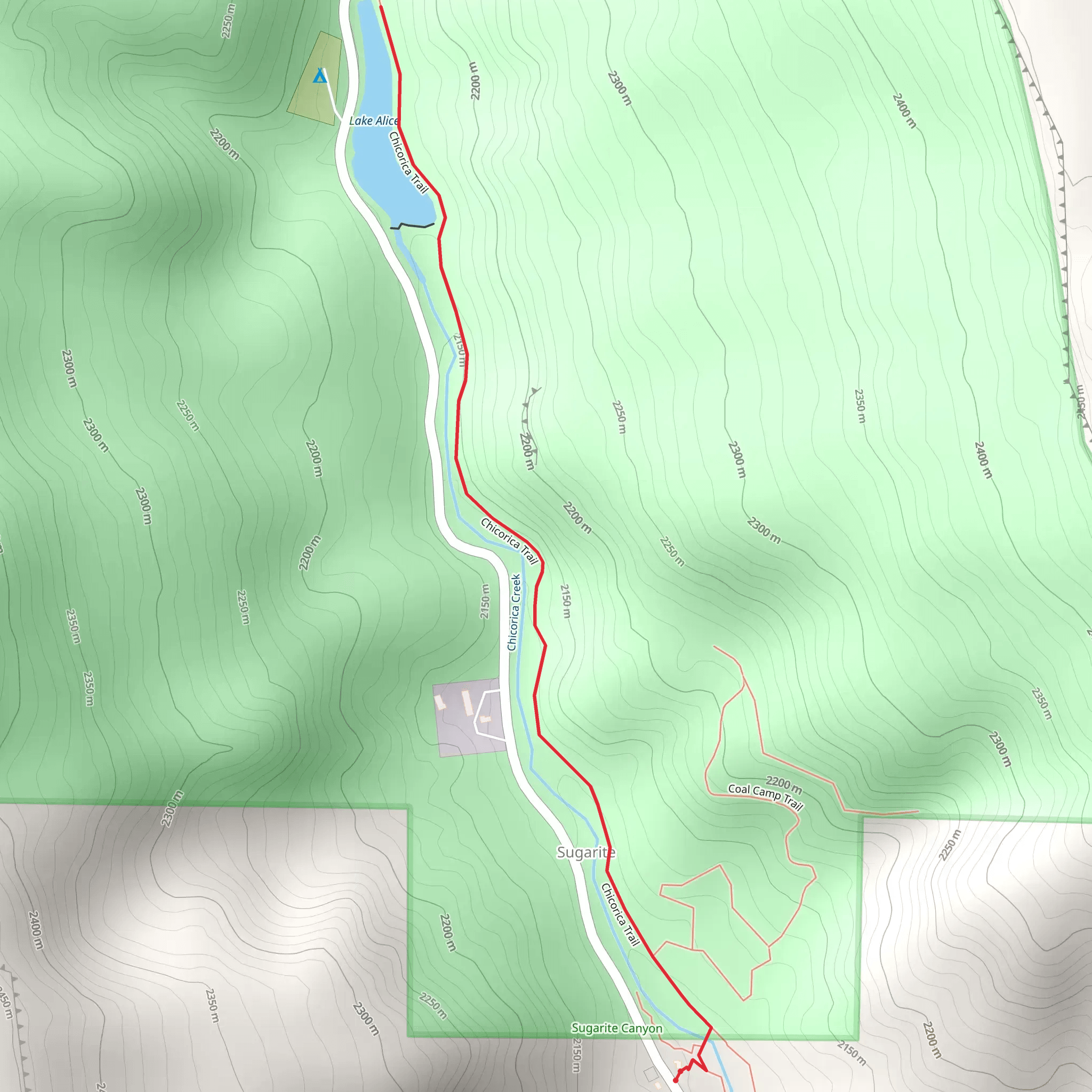 Lake Alice via Chicorica Trail mobile static map