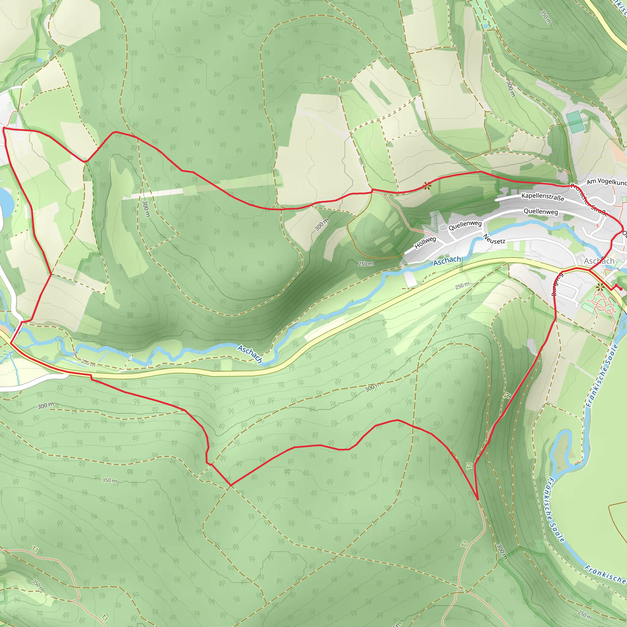 Aschach to Frauenroth Loop mobile static map