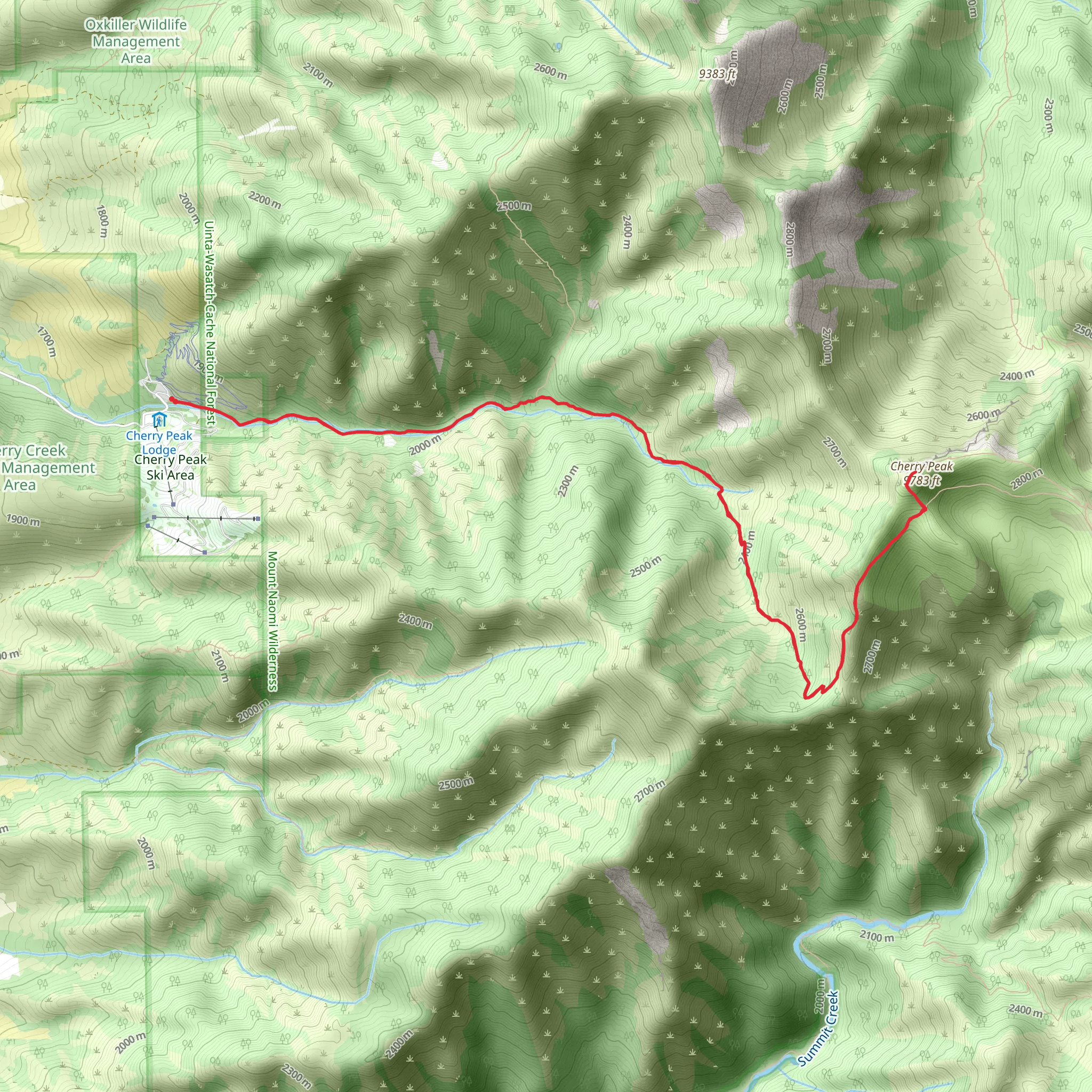 Cherry Peak and Cherry Creek Trail mobile static map