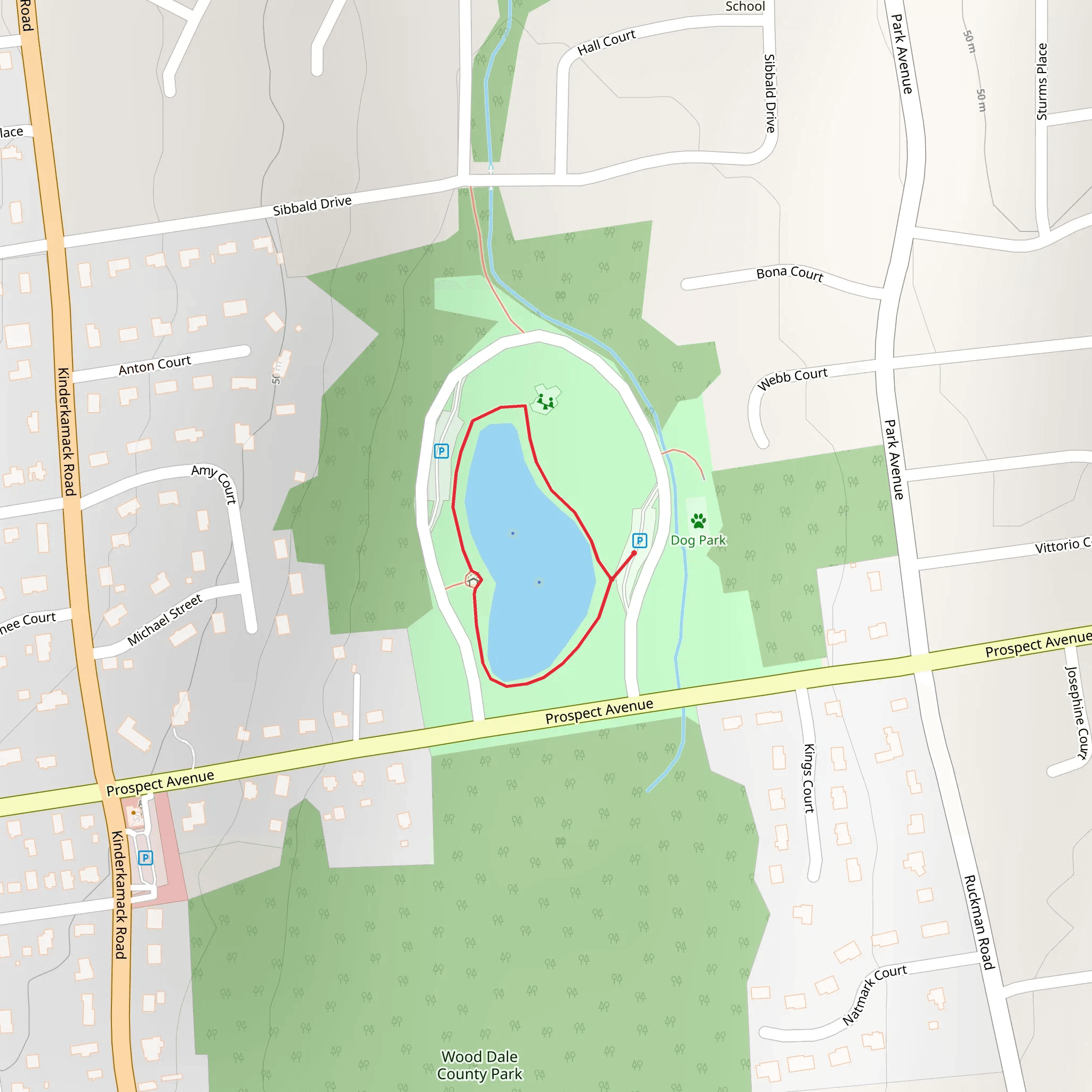 Wood Dale County Park Pond Loop mobile static map
