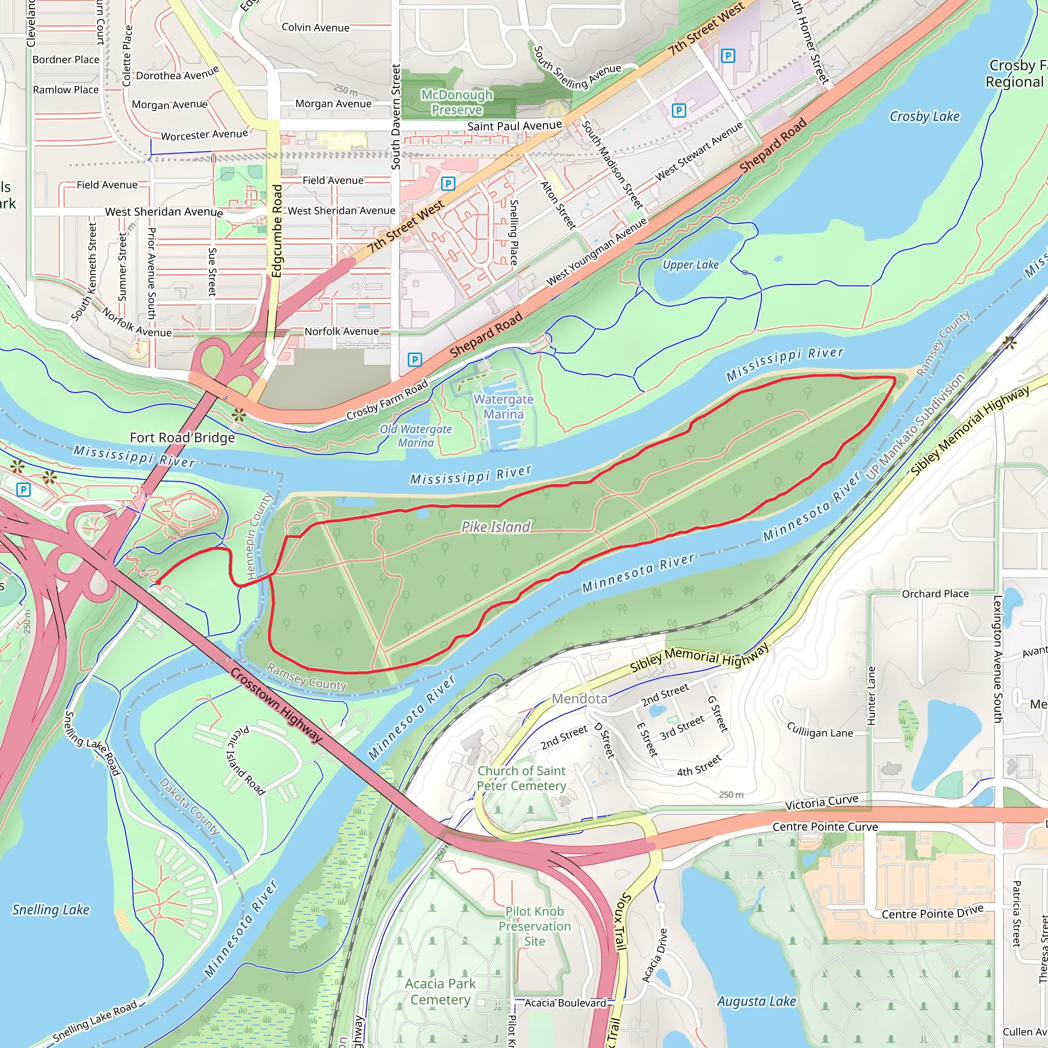 Pike Island Trail Loop mobile static map