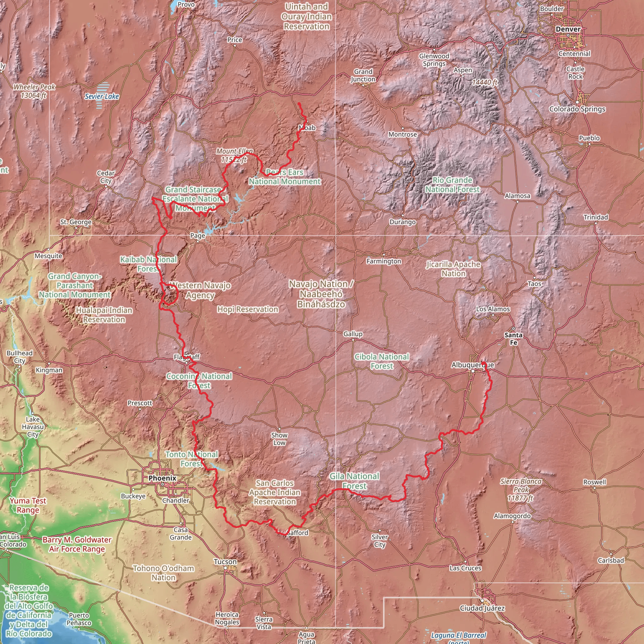Southwestern Horseshoe Trail mobile static map