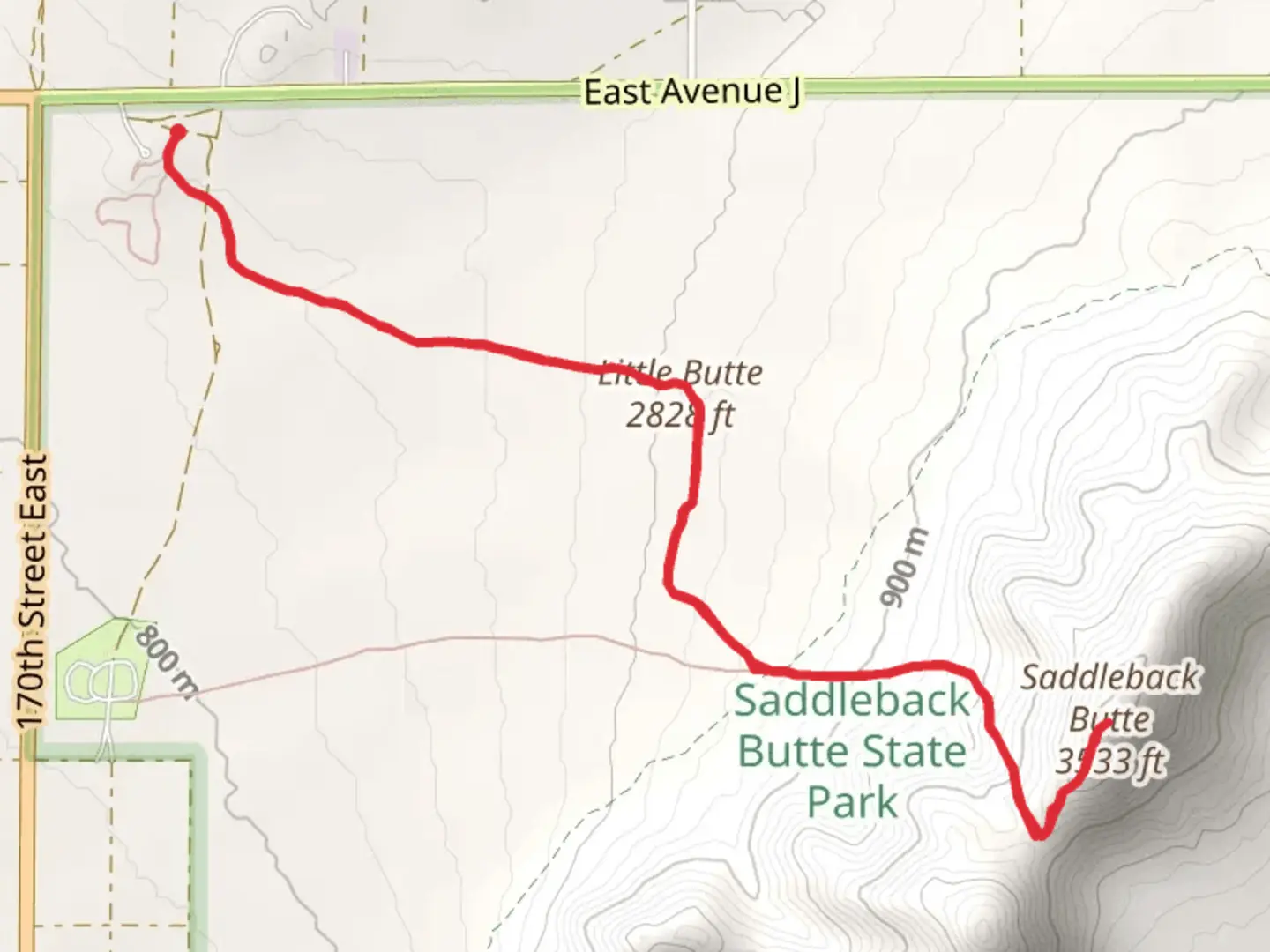 An image depicting the trail Saddleback Butte via Little Butte Trail and its surrounding area.