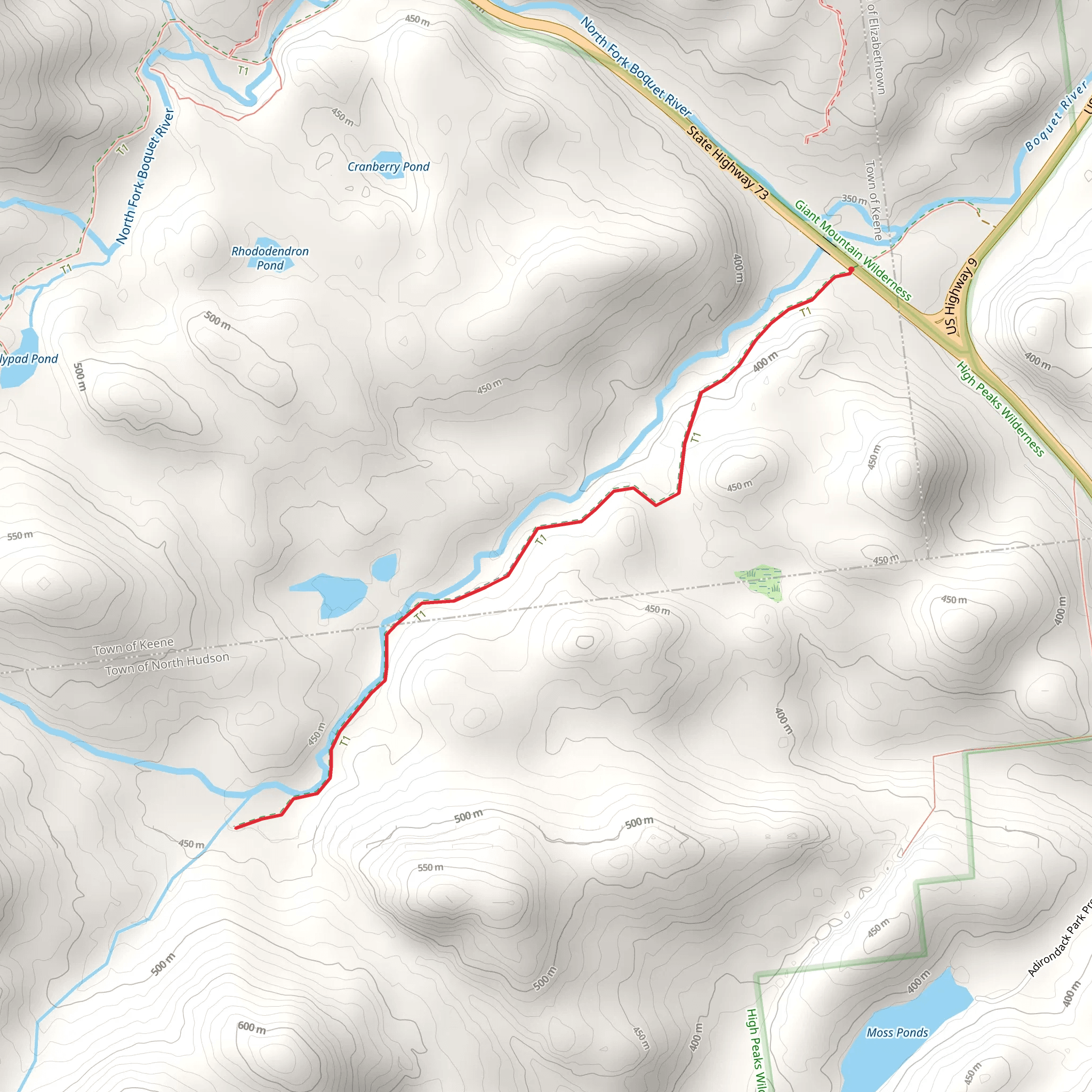 South Fork Boquet Trail mobile static map