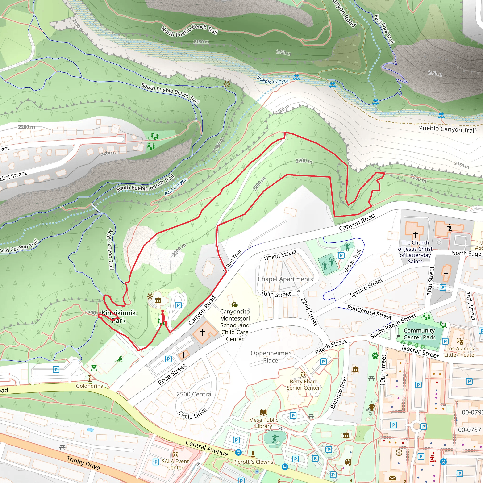 Pueblo rim and Kinnikinnik Park Loop mobile static map