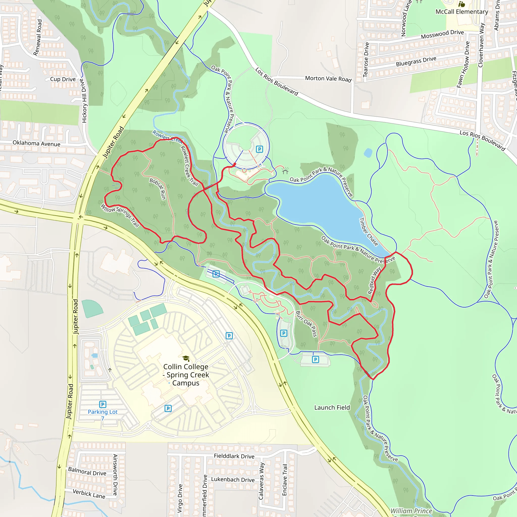 Oak Point Park and Nature Preserve Loop - Long mobile static map