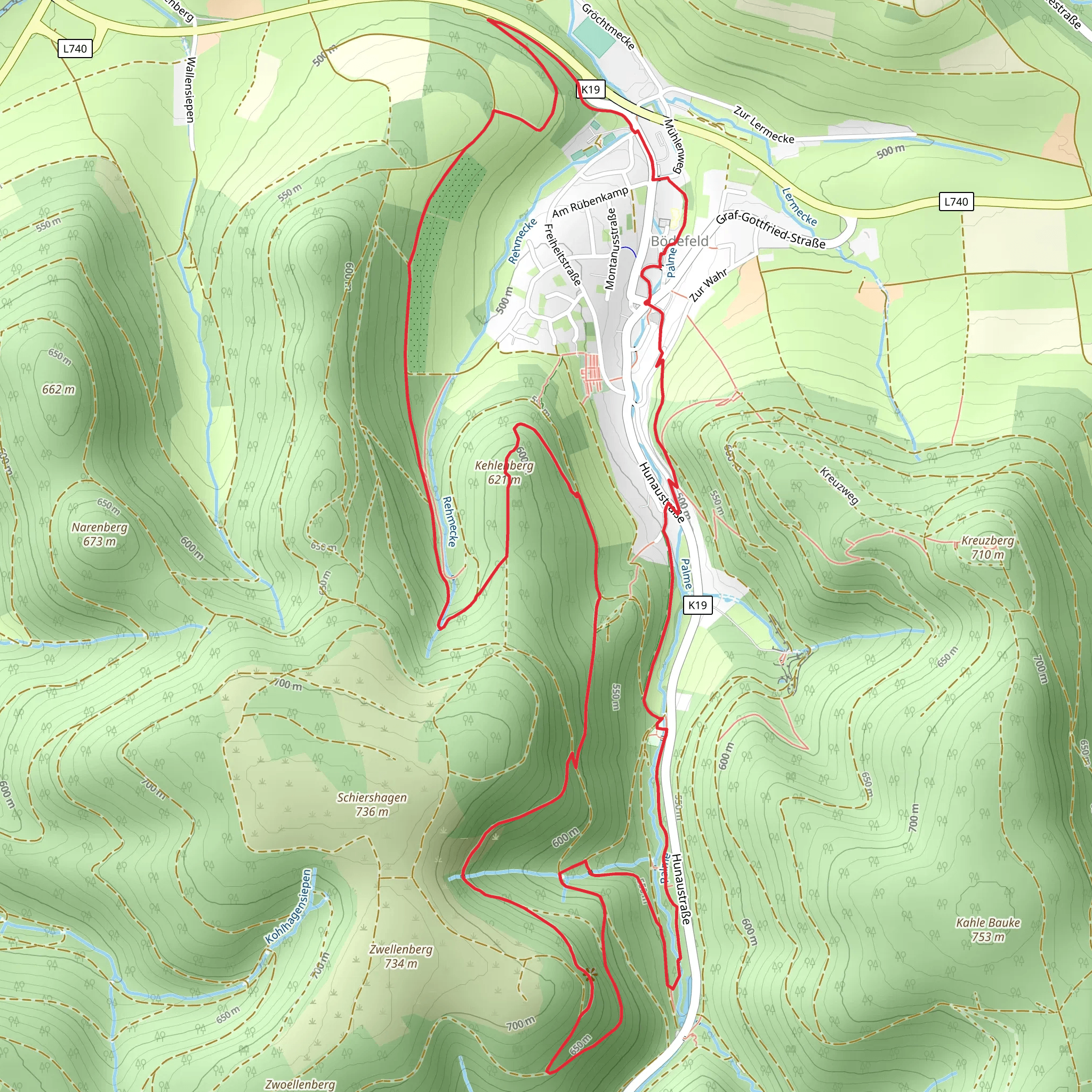 Kehlenberg and Hollenhaus Loop via Hollenpfad mobile static map