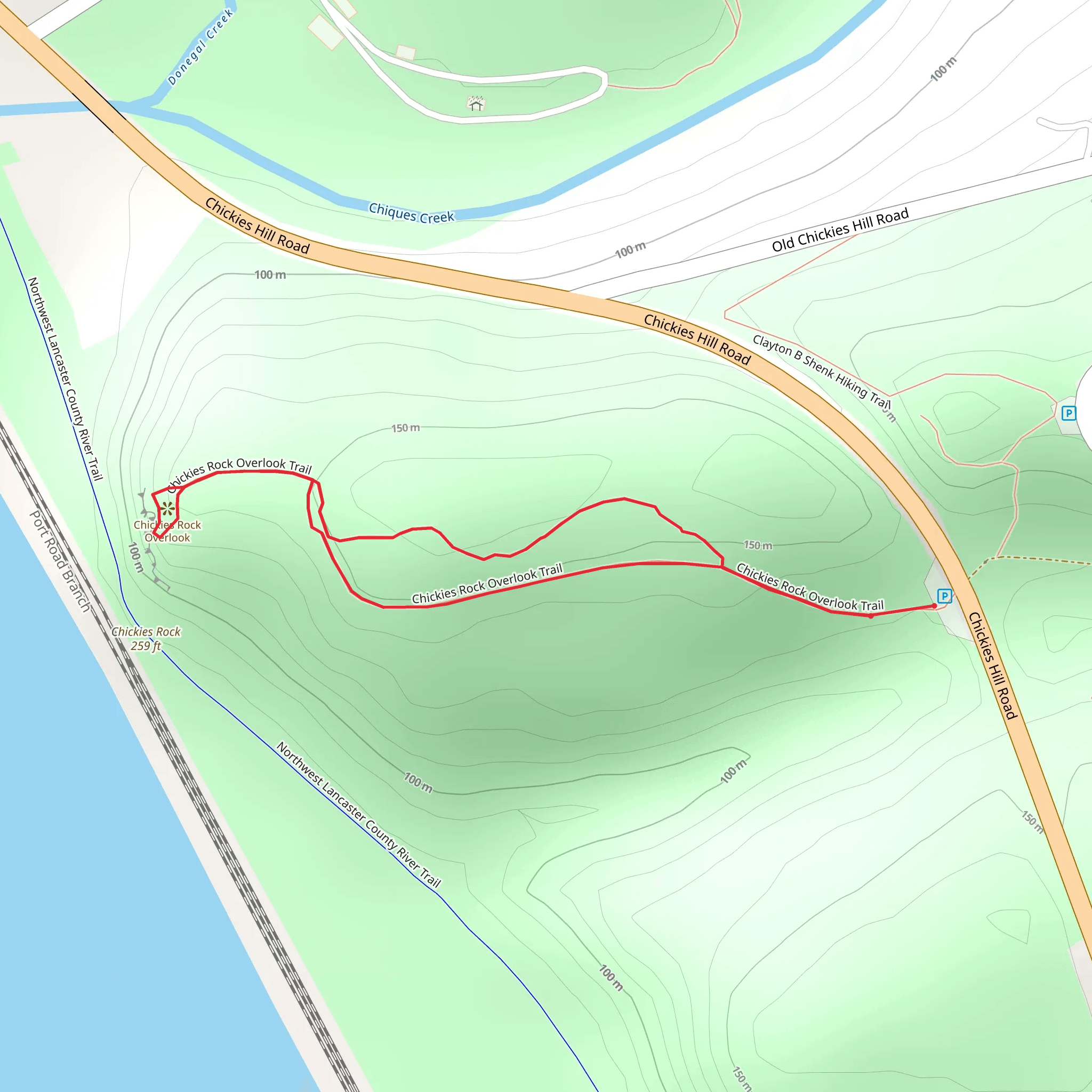 Chickies Rock and Conestoga Traction Company Loop mobile static map