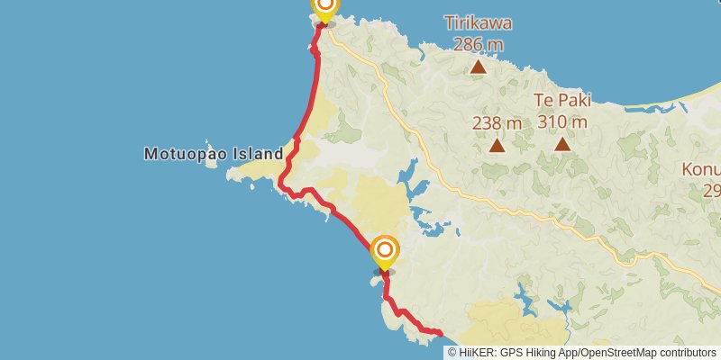 Te Werahi Beach to Twilight Beach stage 3 Map