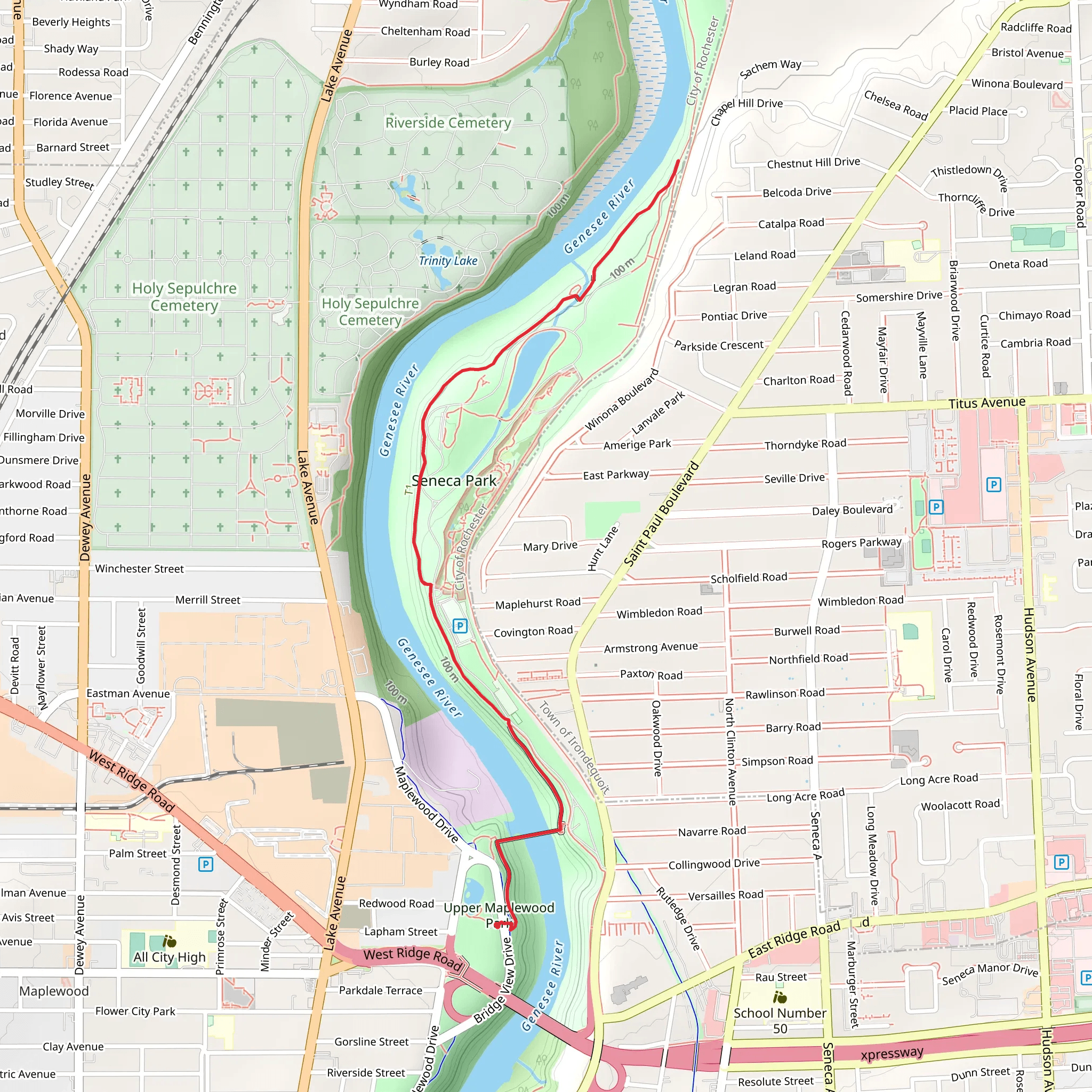 Genesee River and Seneca Parkway Trail mobile static map