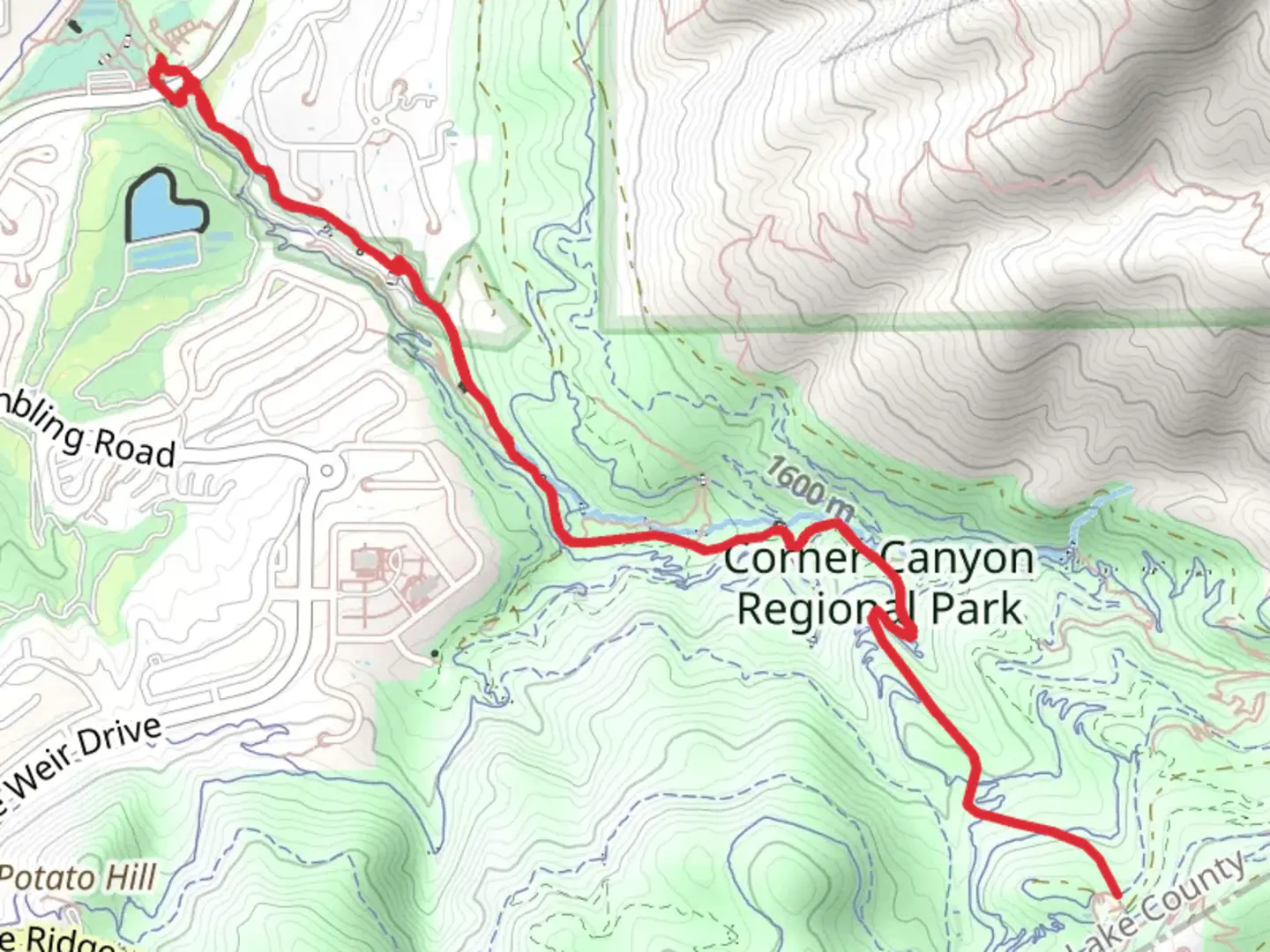 An image depicting the trail Sweet Caroline Trail and Gas Line Trail and its surrounding area.