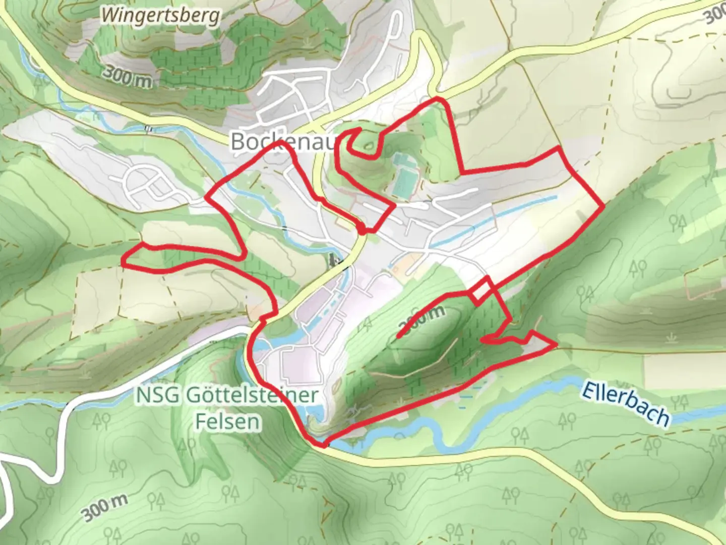 An image depicting the trail DVV Durch die Bockenauer Schweiz and its surrounding area.
