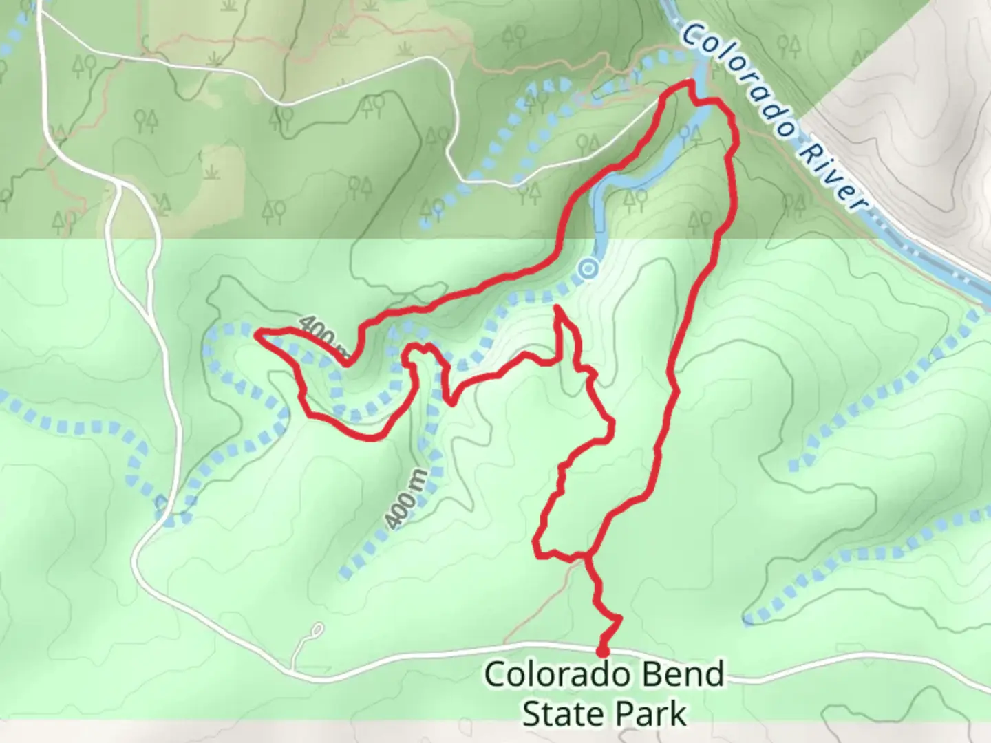 An image depicting the trail Tinaja Trail and Old Gorman Road Loop and its surrounding area.
